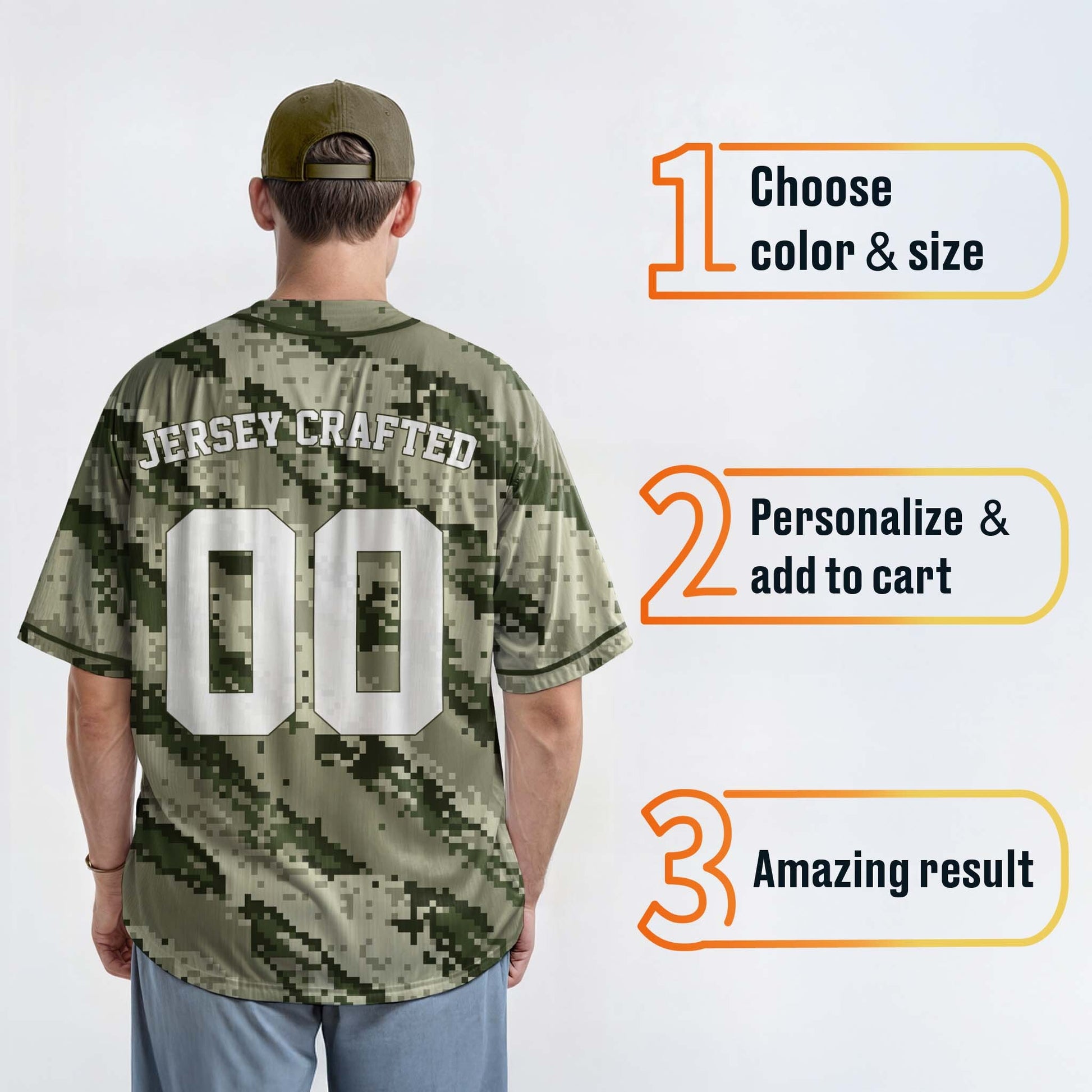 Custom Baseball Jersey Camouflage and White With Piping - Design Your Own