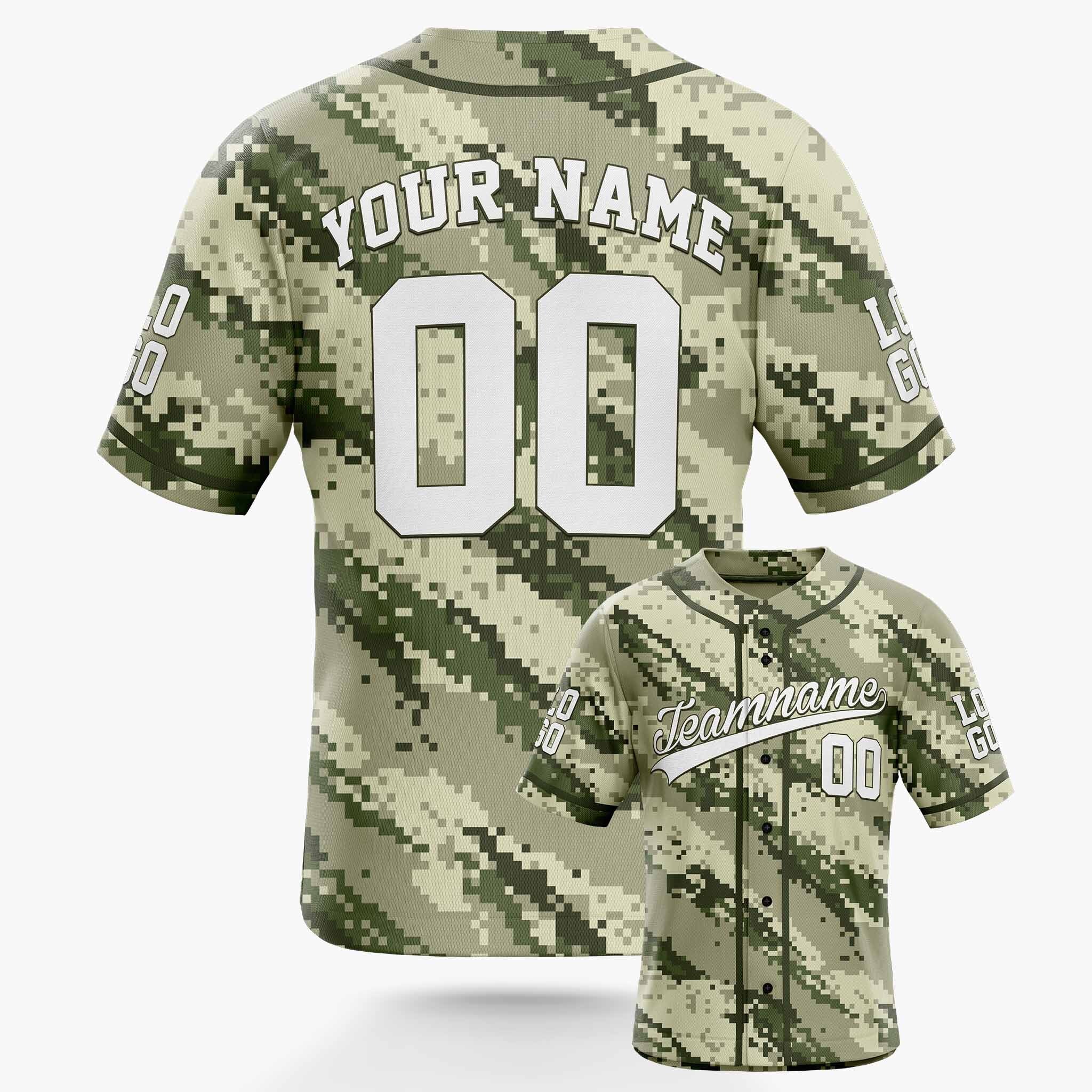 Custom Baseball Jersey Camouflage and White With Piping - Design Your Own