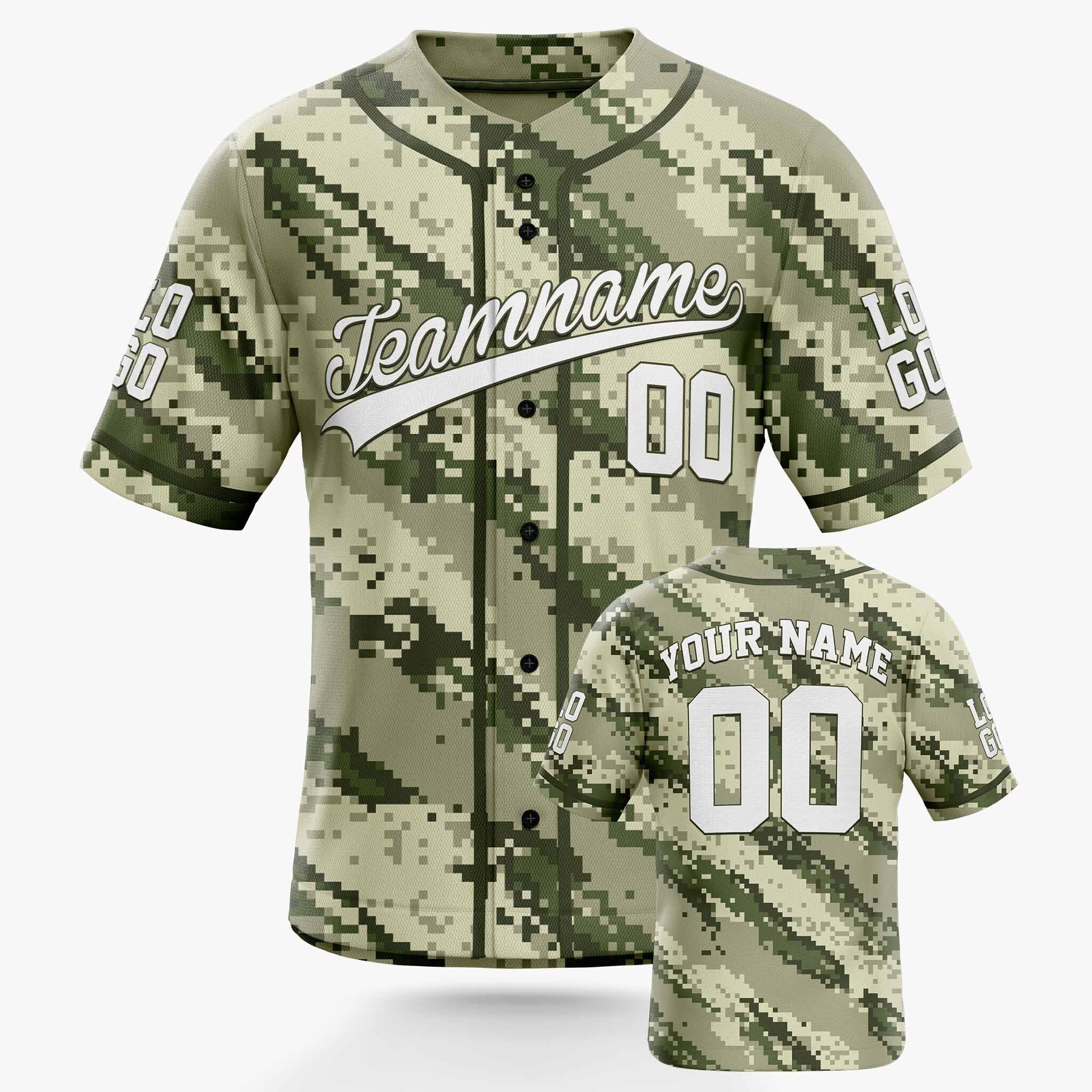 Custom Baseball Jersey Camouflage and White With Piping - Design Your Own