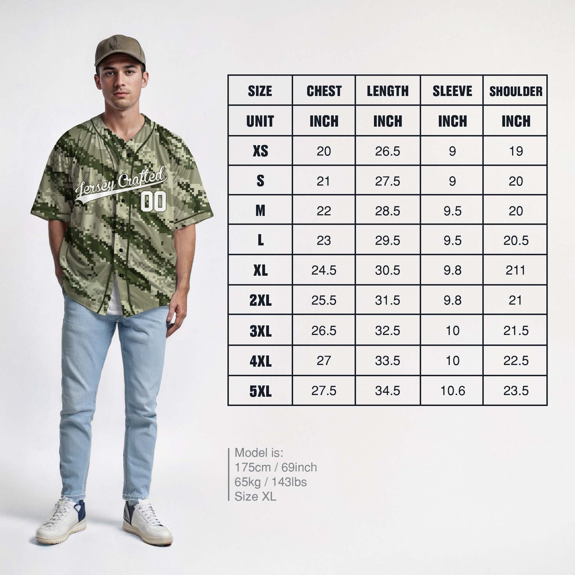 Custom Baseball Jersey Camouflage and White With Piping - Design Your Own