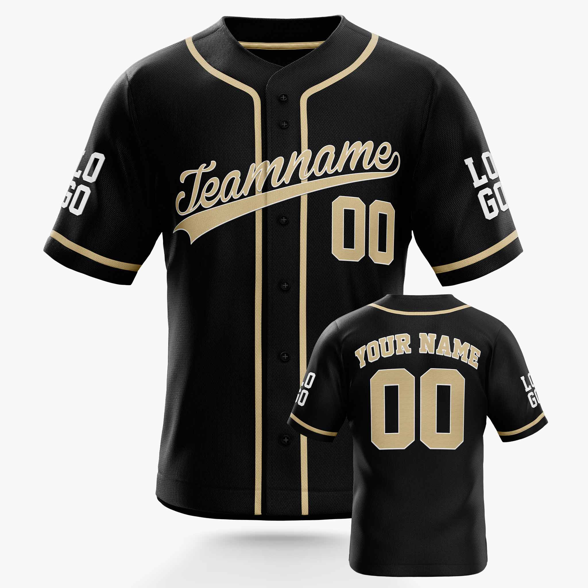 Custom Baseball Jersey Black and Beige - Design Your Own