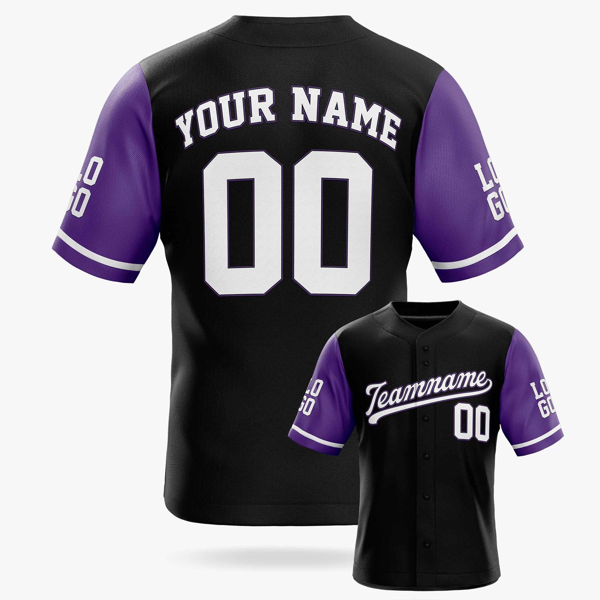 Custom Baseball Jersey Black Purple and White - Design Your Own