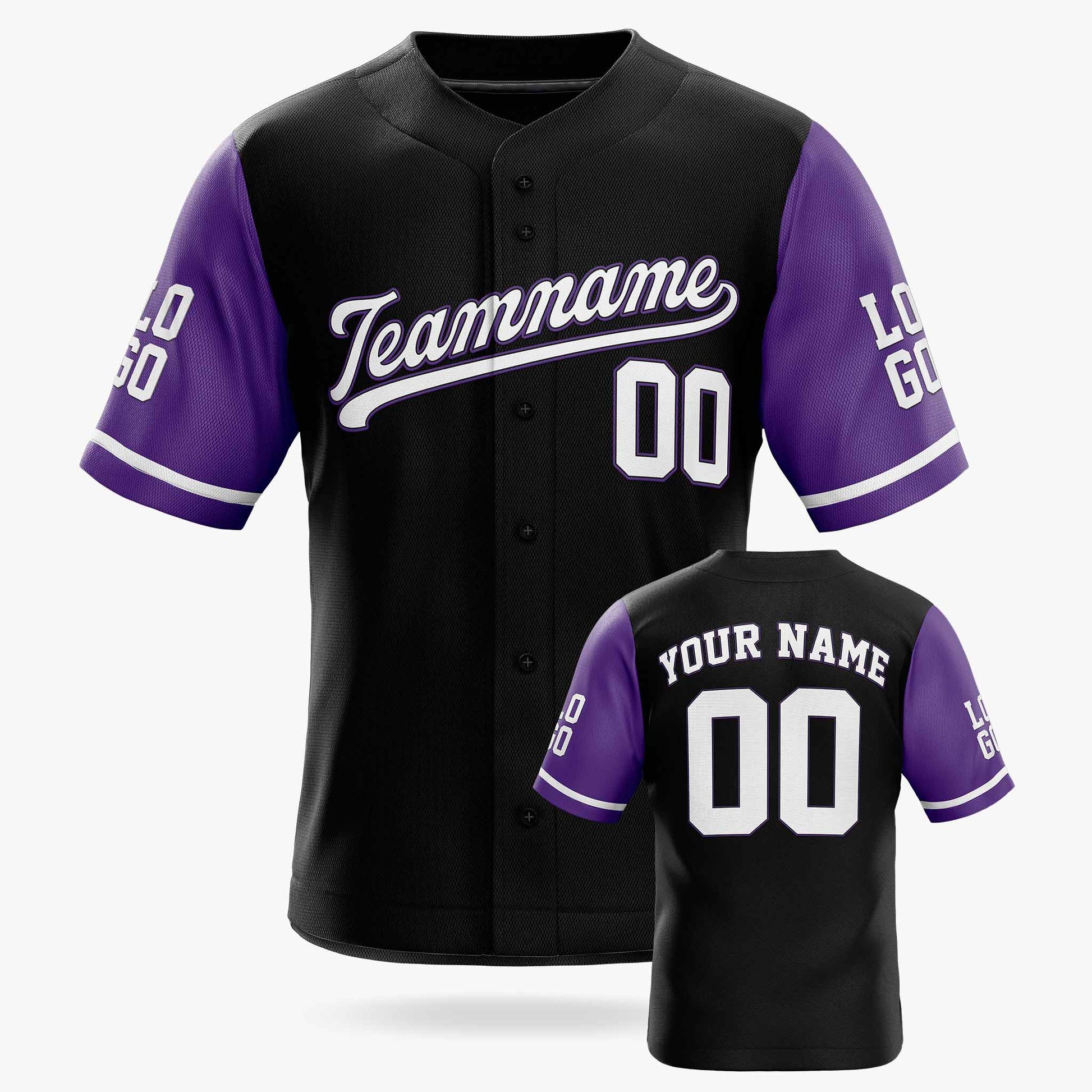 Custom Baseball Jersey Black Purple and White - Design Your Own