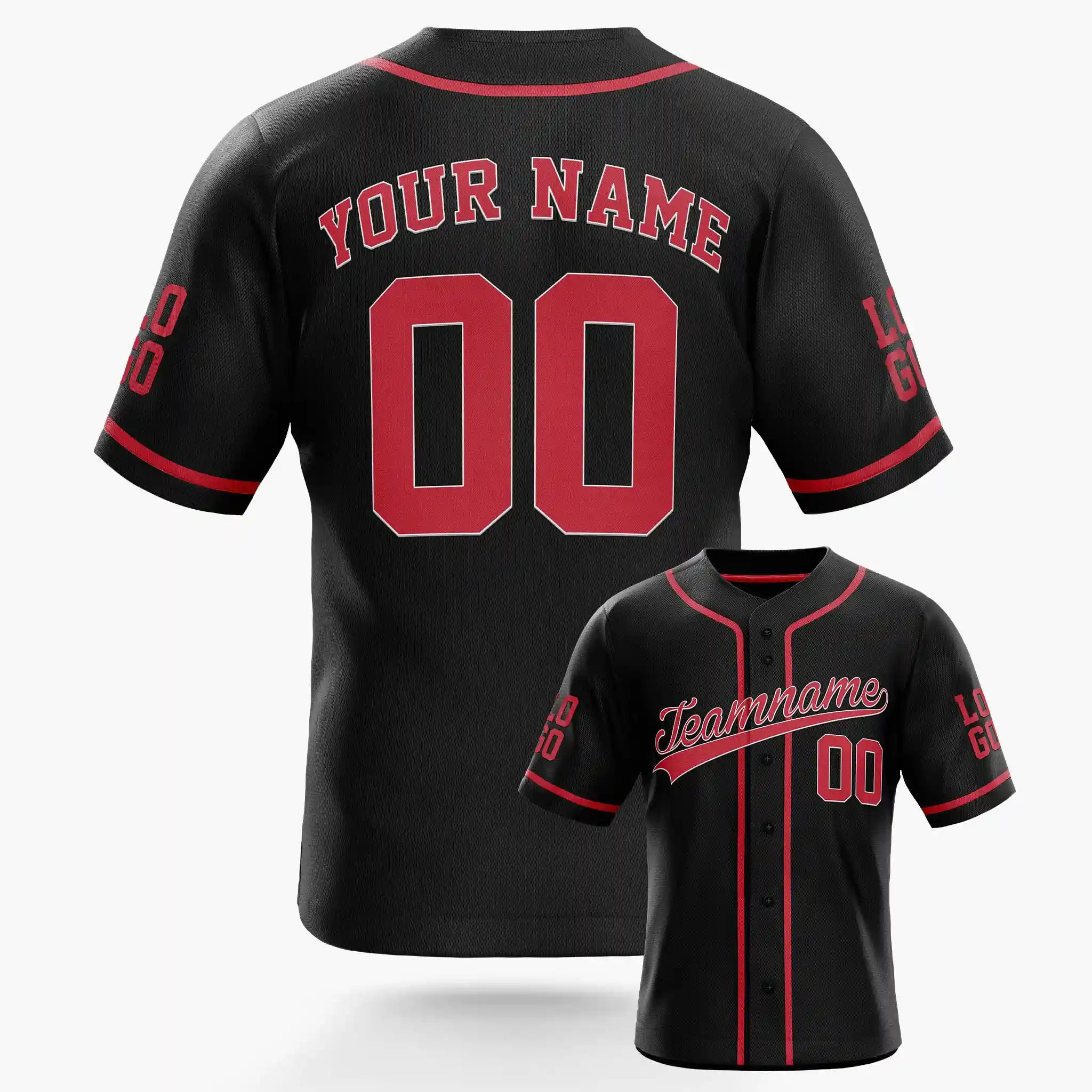 Custom Baseball Jersey Black and Red - Design Your Own