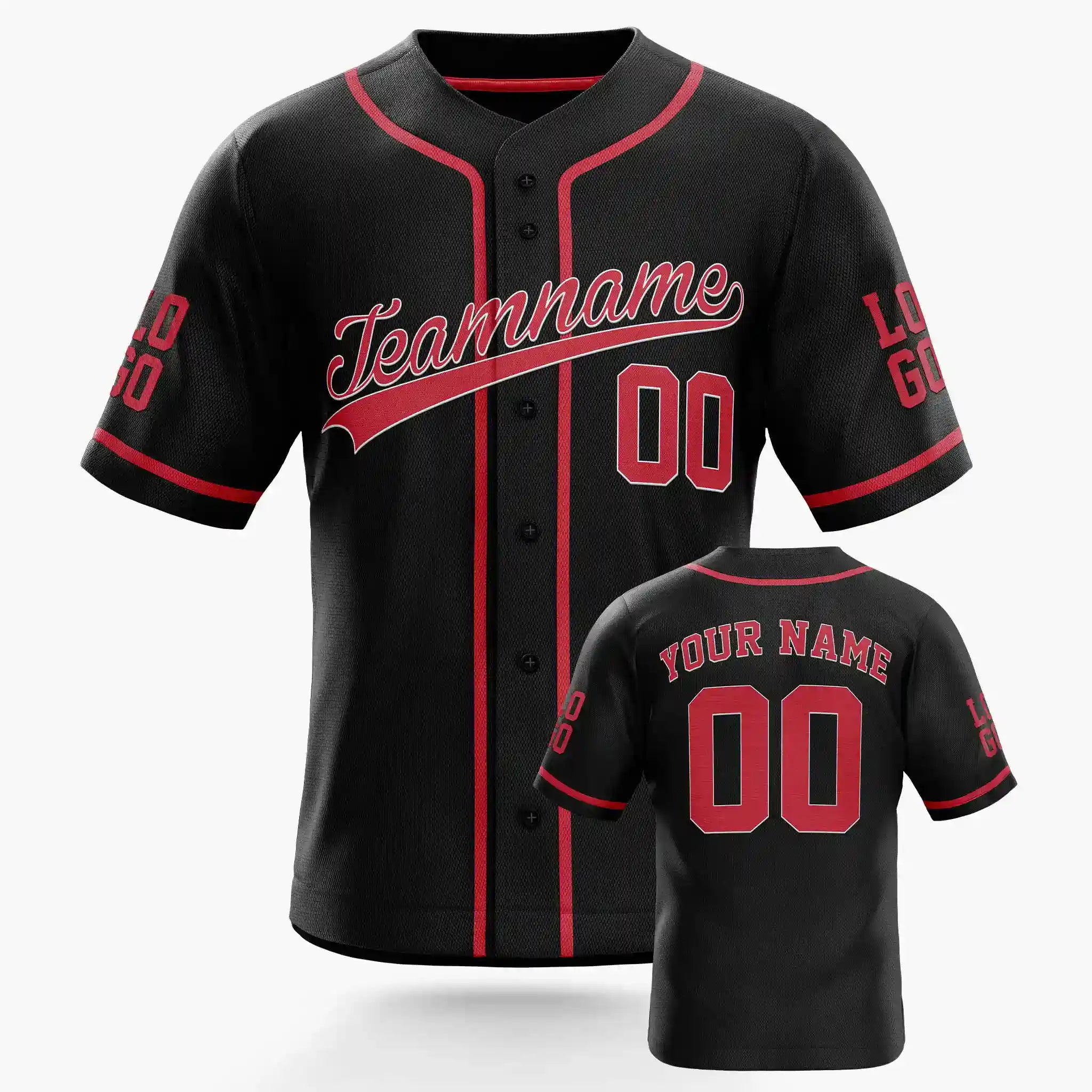 Custom Baseball Jersey Black and Red - Design Your Own