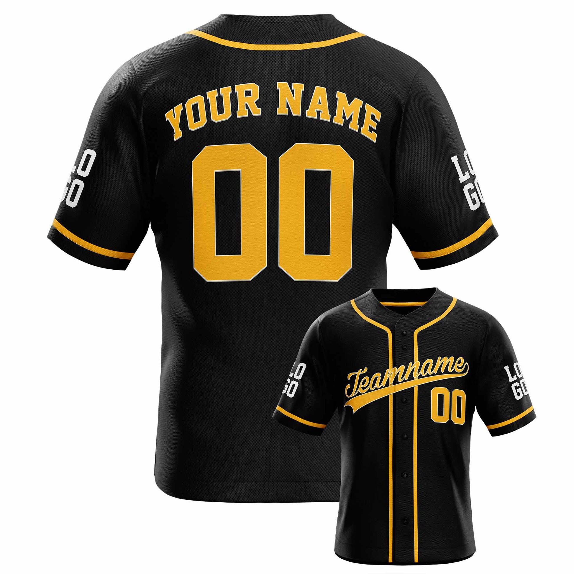 Custom Baseball Jersey Black and Yellow - Design Your Own Jersey
