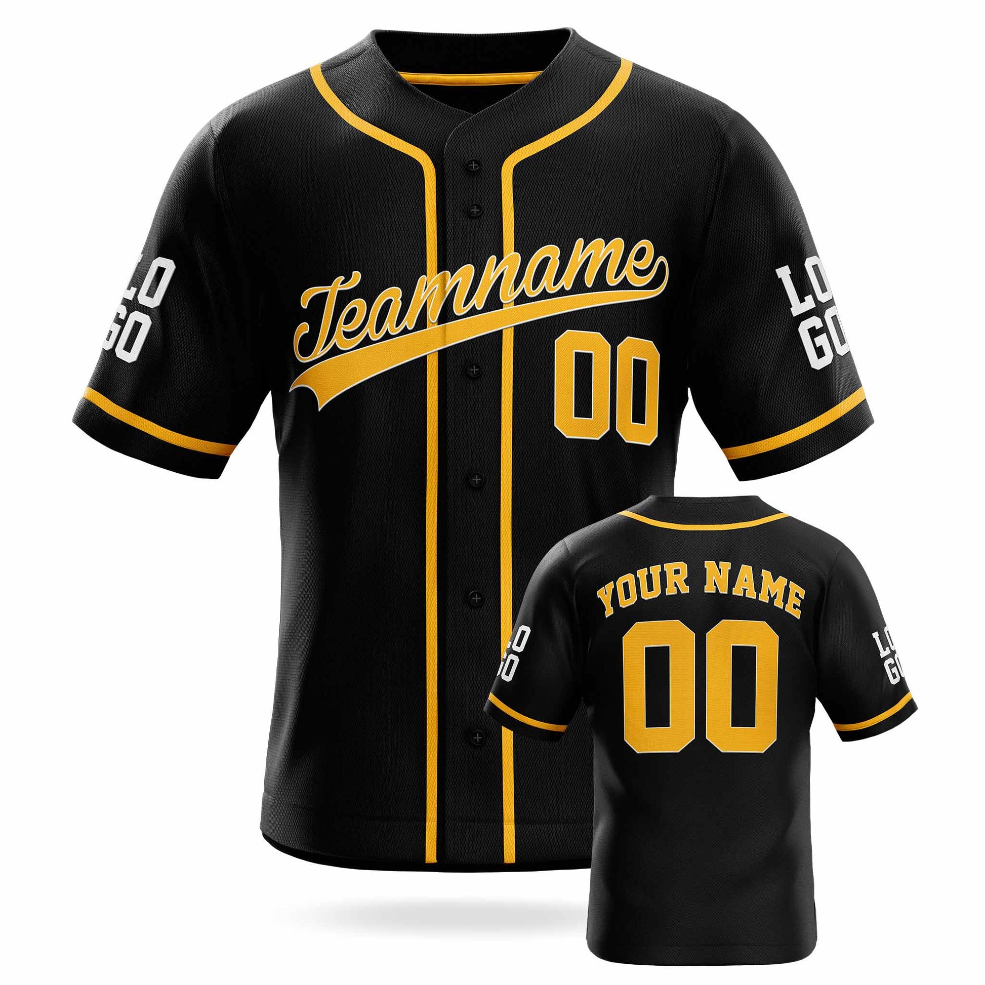 Custom Baseball Jersey Black and Yellow - Design Your Own Jersey