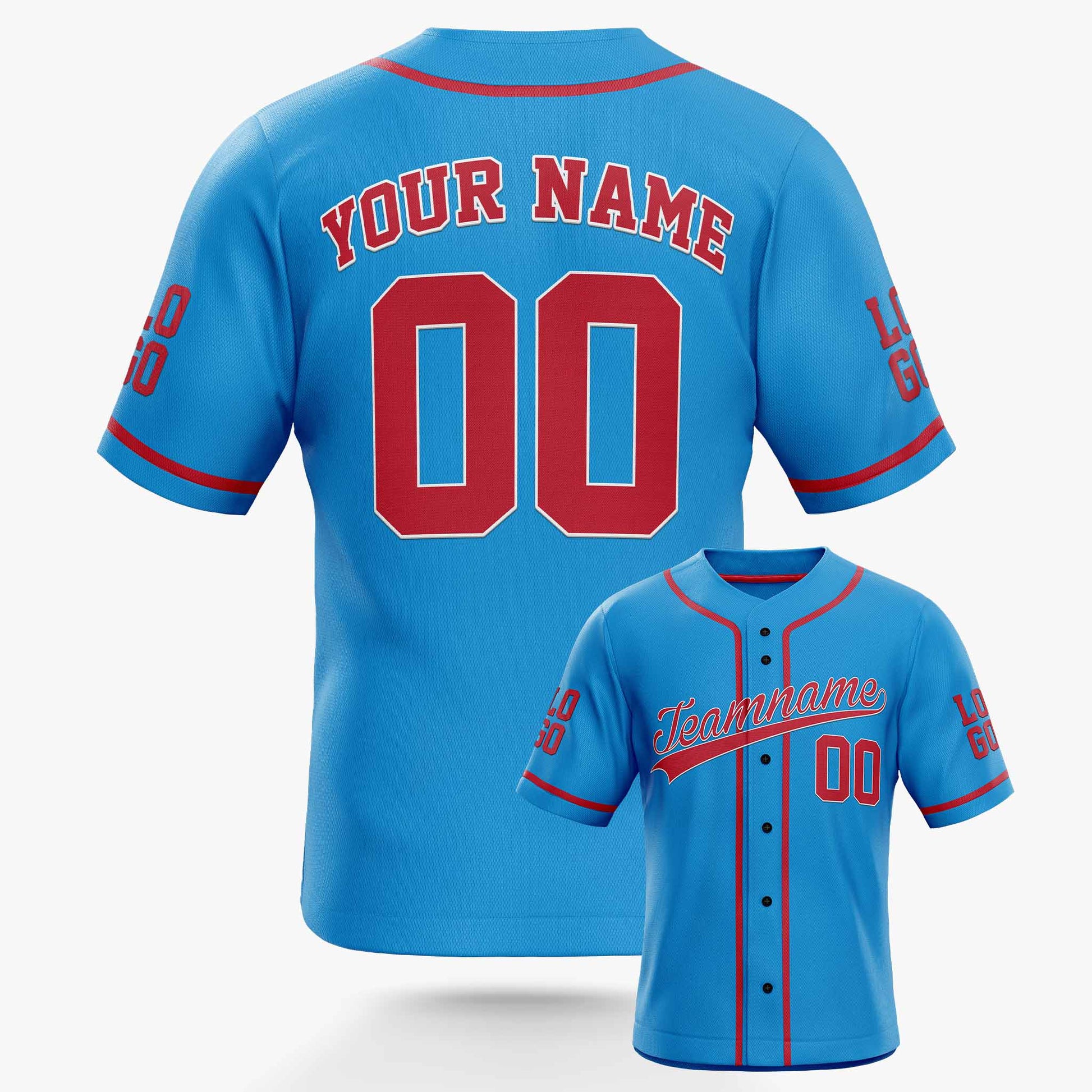 Custom Baseball Jersey Blue and Red - Design Your Own