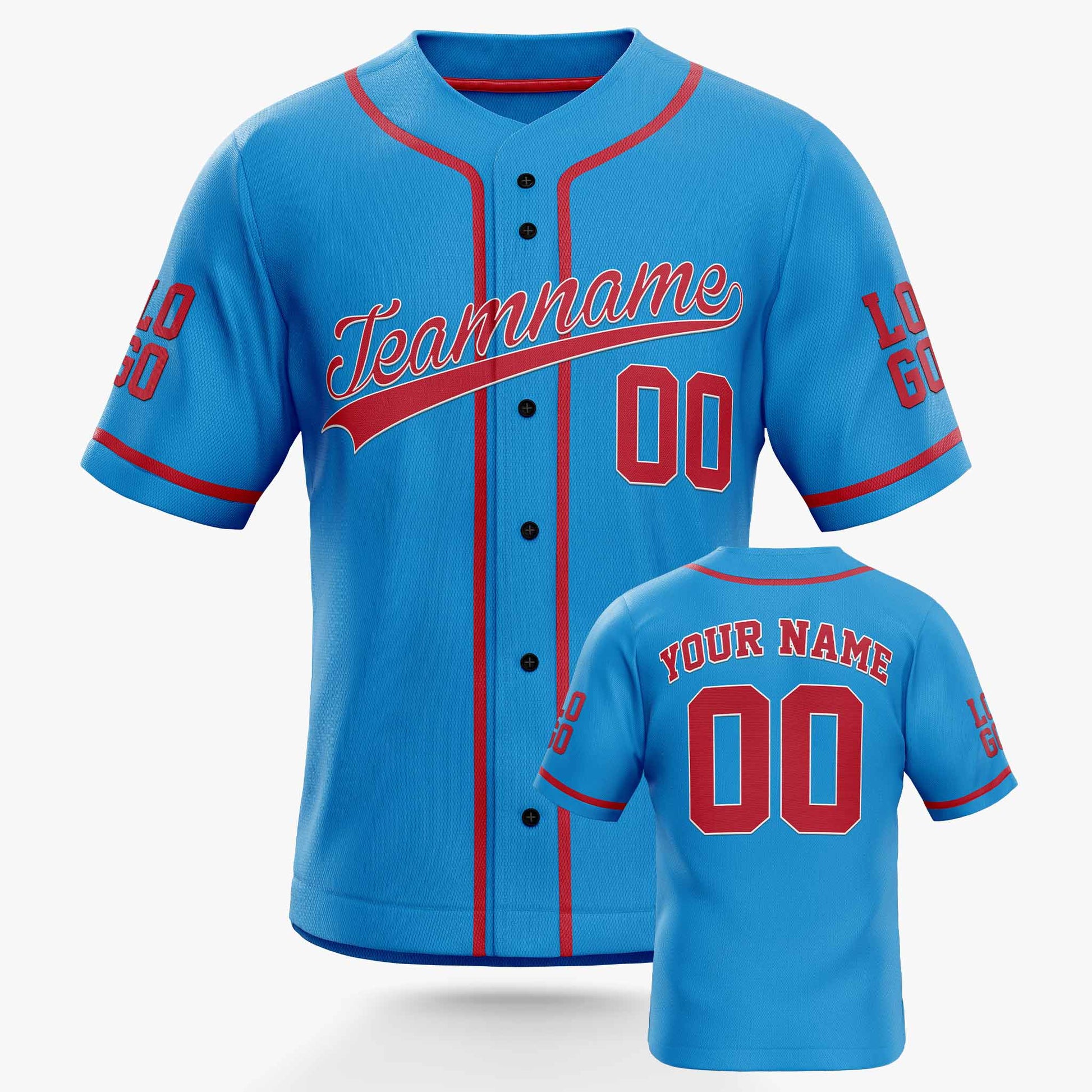 Custom Baseball Jersey Blue and Red - Design Your Own