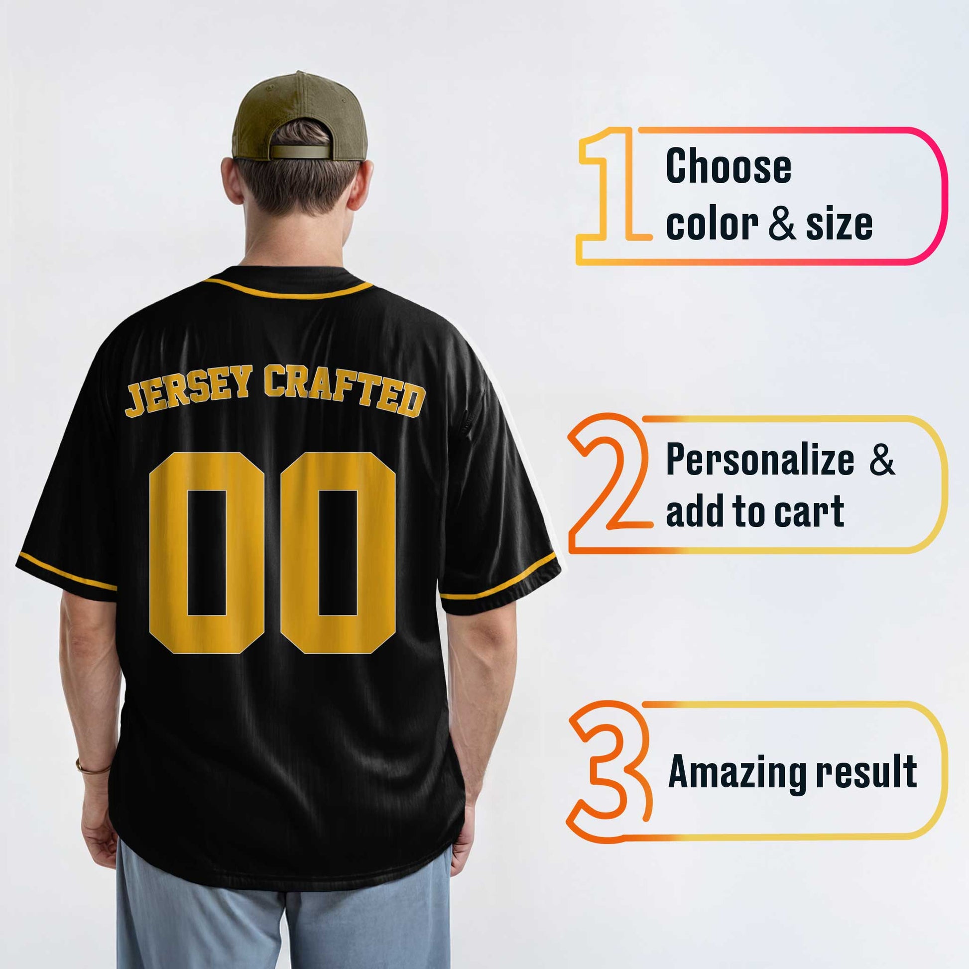 Custom Baseball Jersey Black and Yellow - Design Your Own Jersey