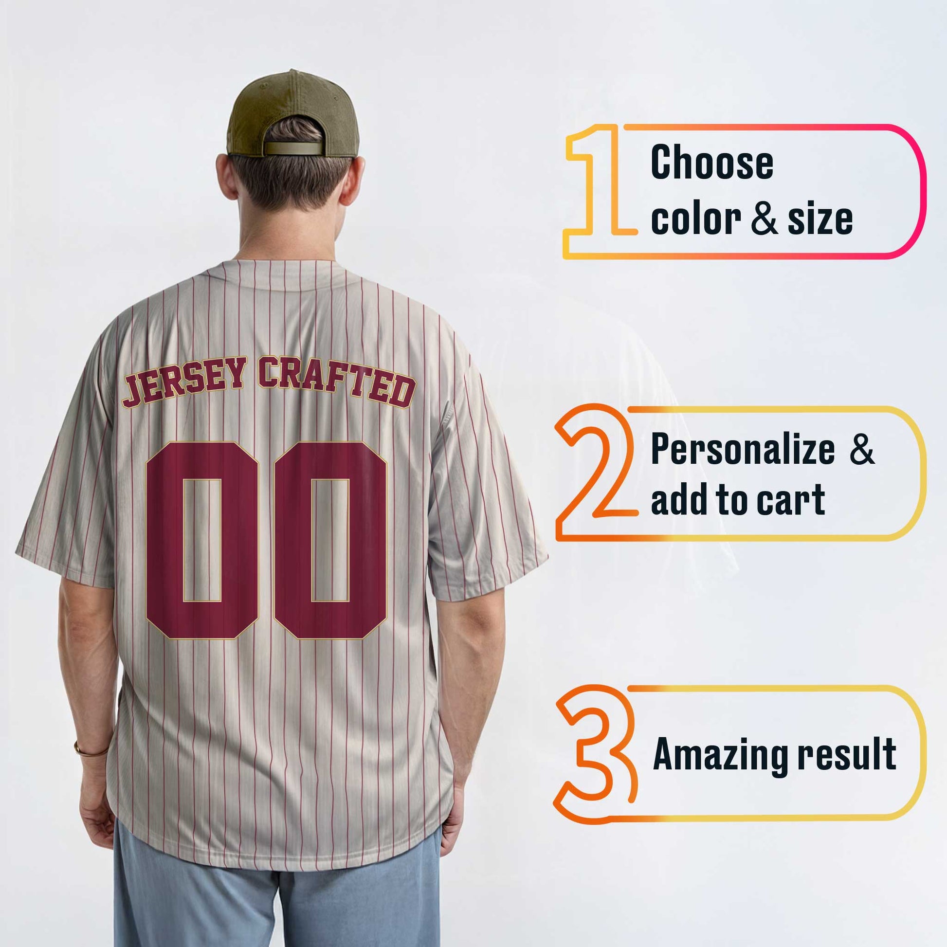 Custom Pinstripe Baseball Jersey Cream and Burgundy - Design Your Own