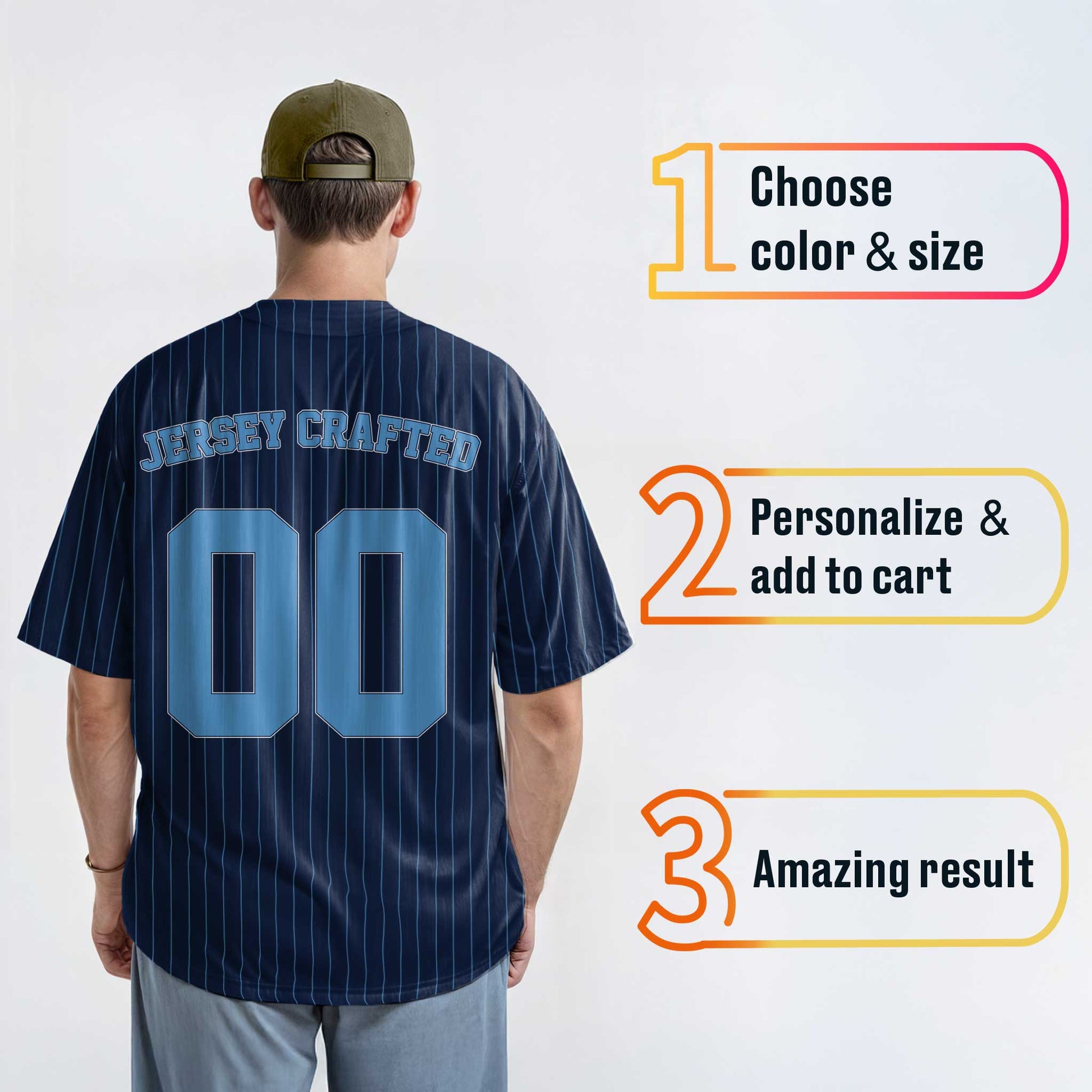 Custom Pinstripe Baseball Jersey Navy and Blue - Design Your Own