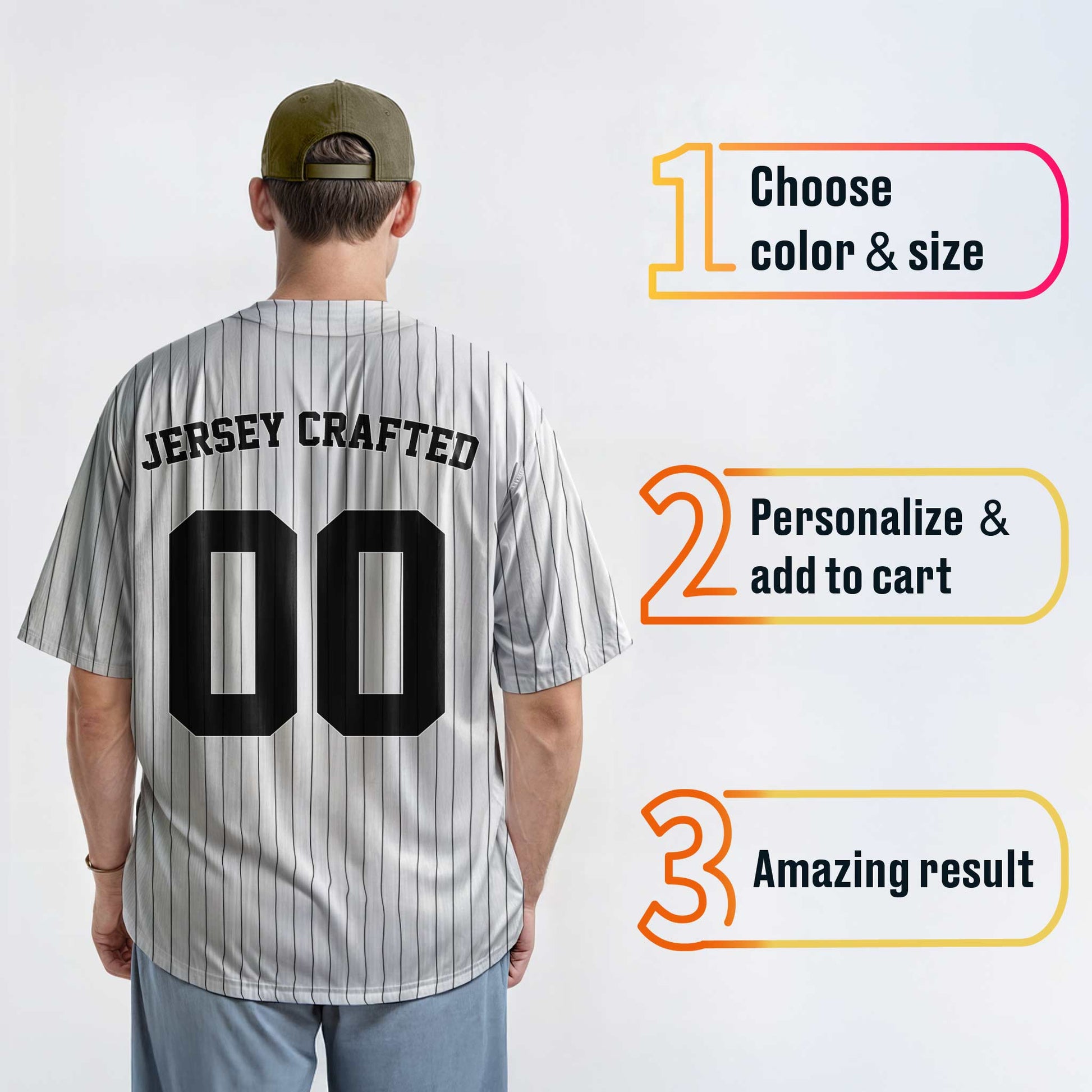 Custom Pinstripe Baseball Jersey White and Black - Design Your Own