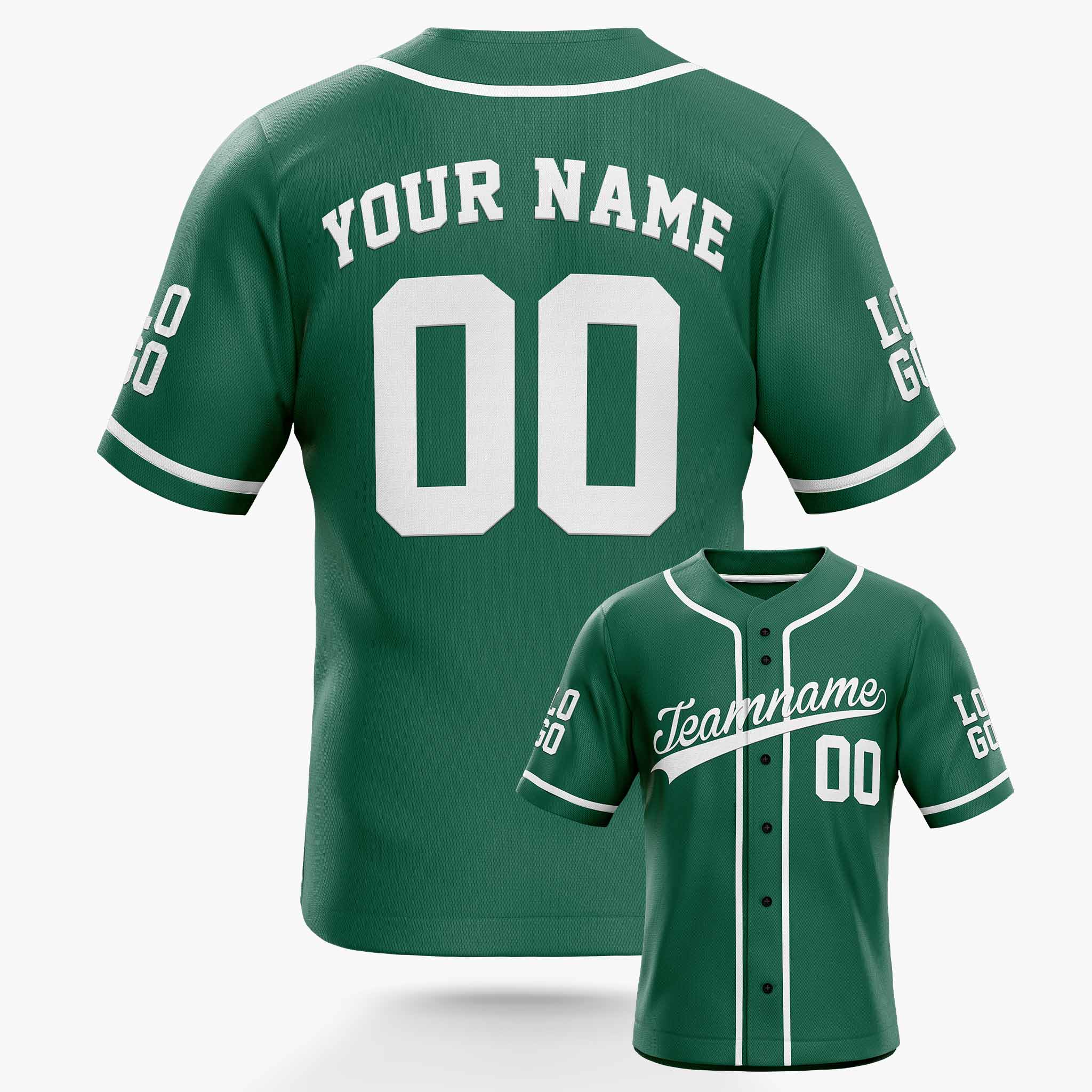 Custom Baseball Jersey Green and White - Design Your Own