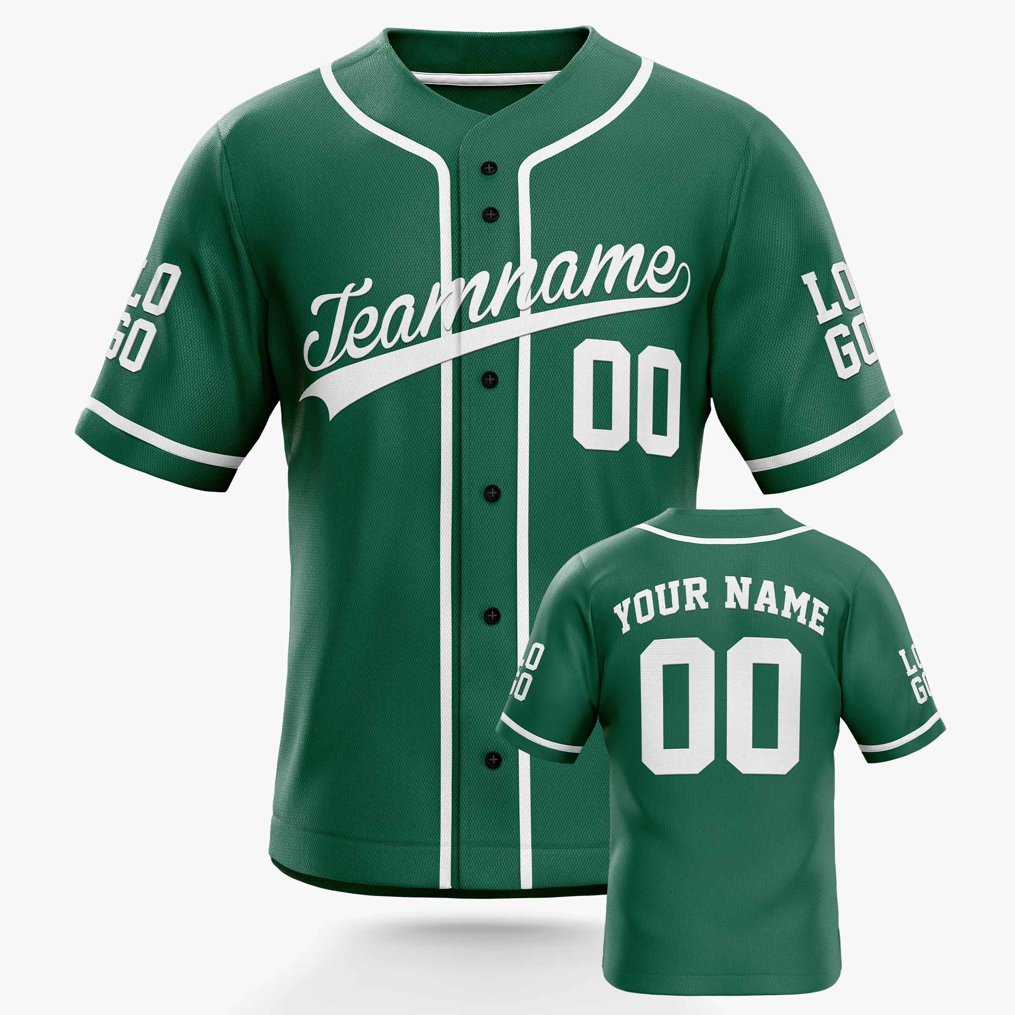 Custom Baseball Jersey Green and White - Design Your Own