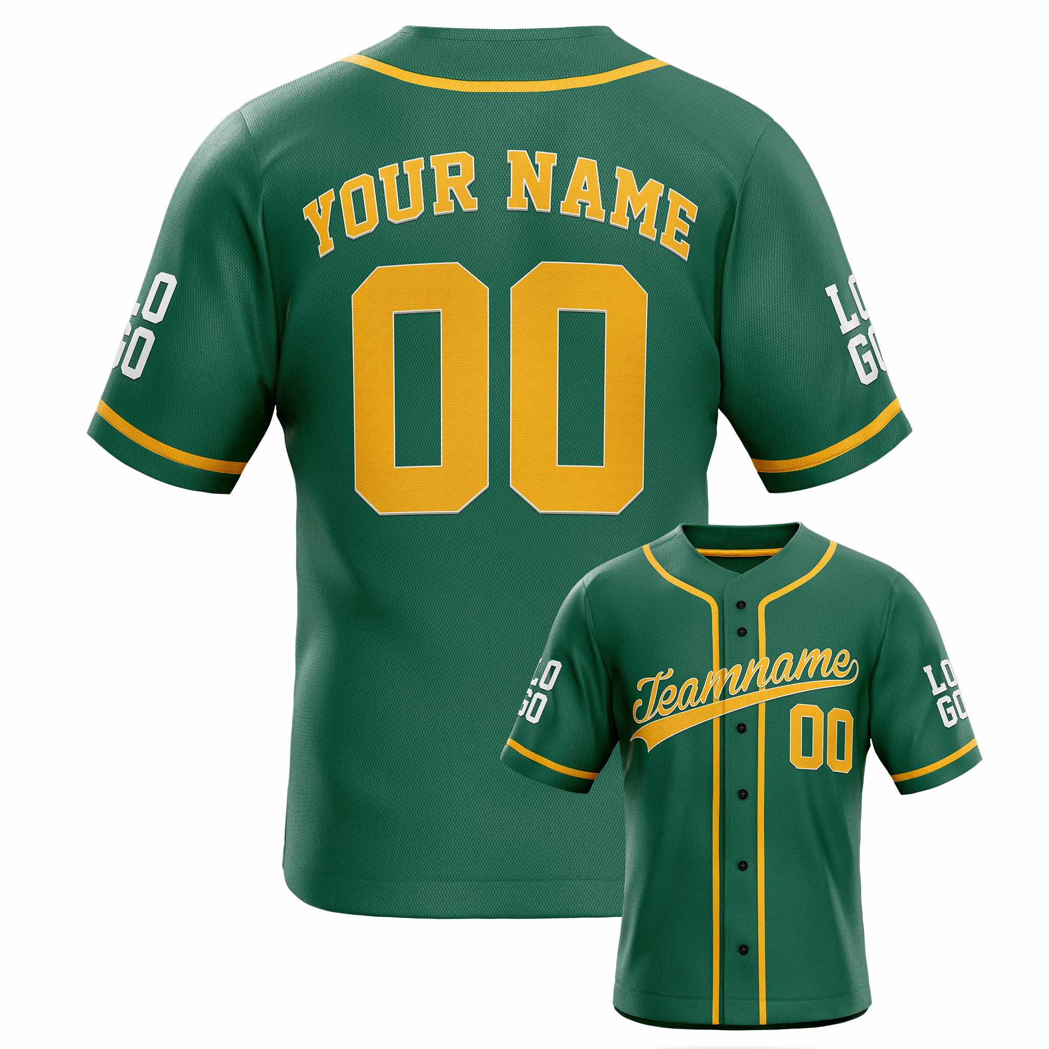 Custom Baseball Jersey Green and Yellow - Design Your Own