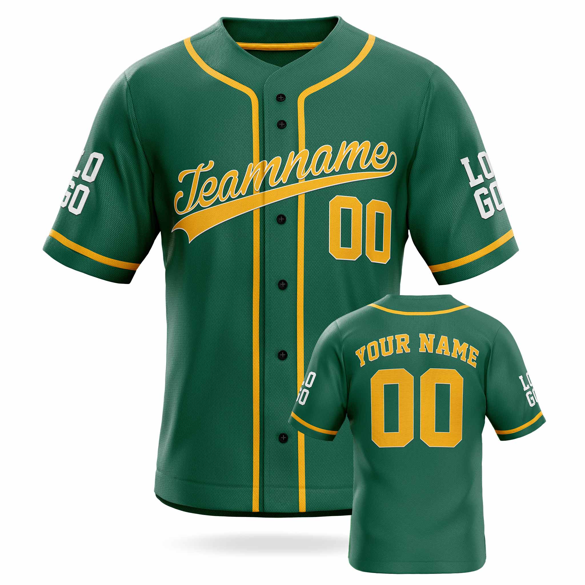 Custom Baseball Jersey Green and Yellow - Design Your Own