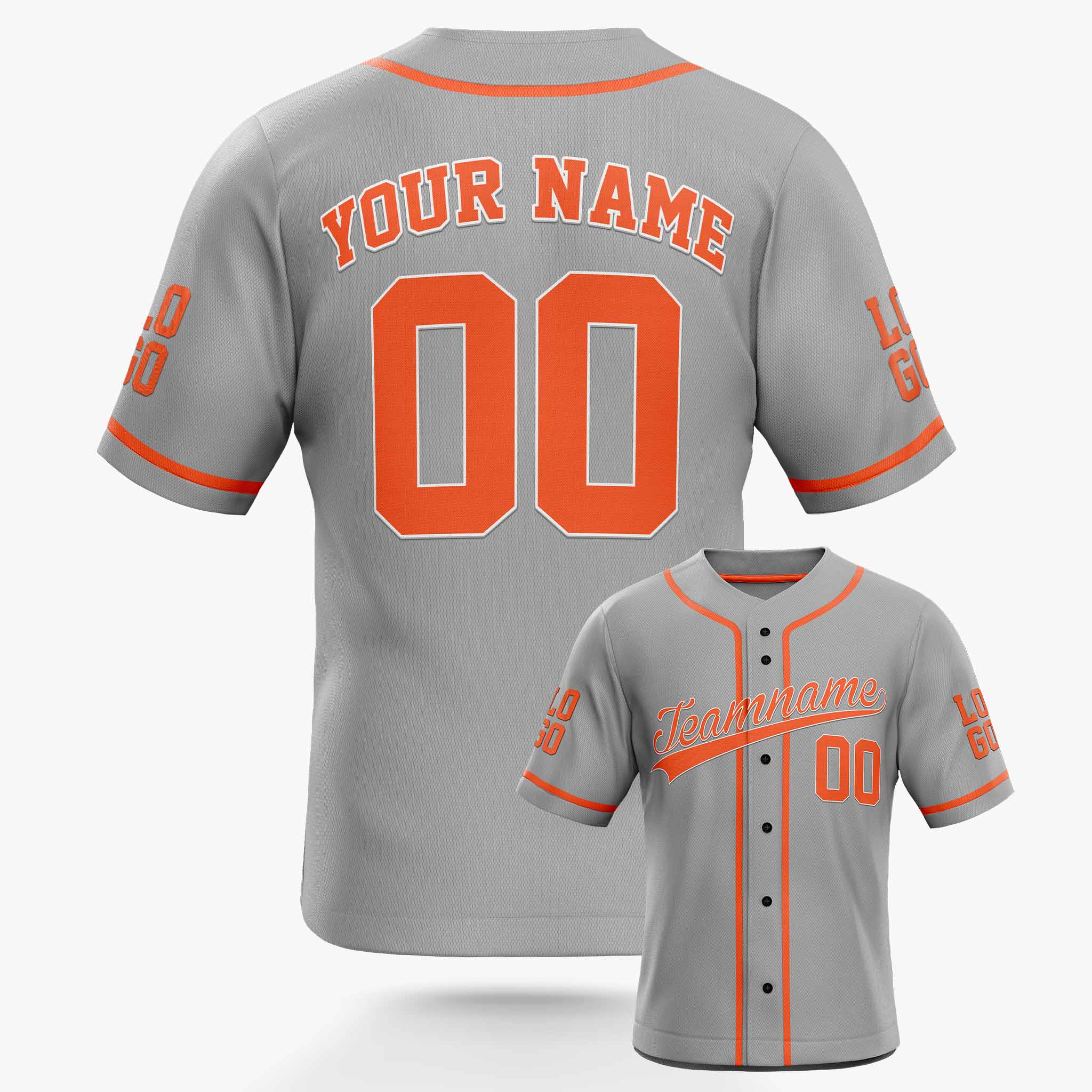 Custom Baseball Jersey Gray and Orange - Design Your Own