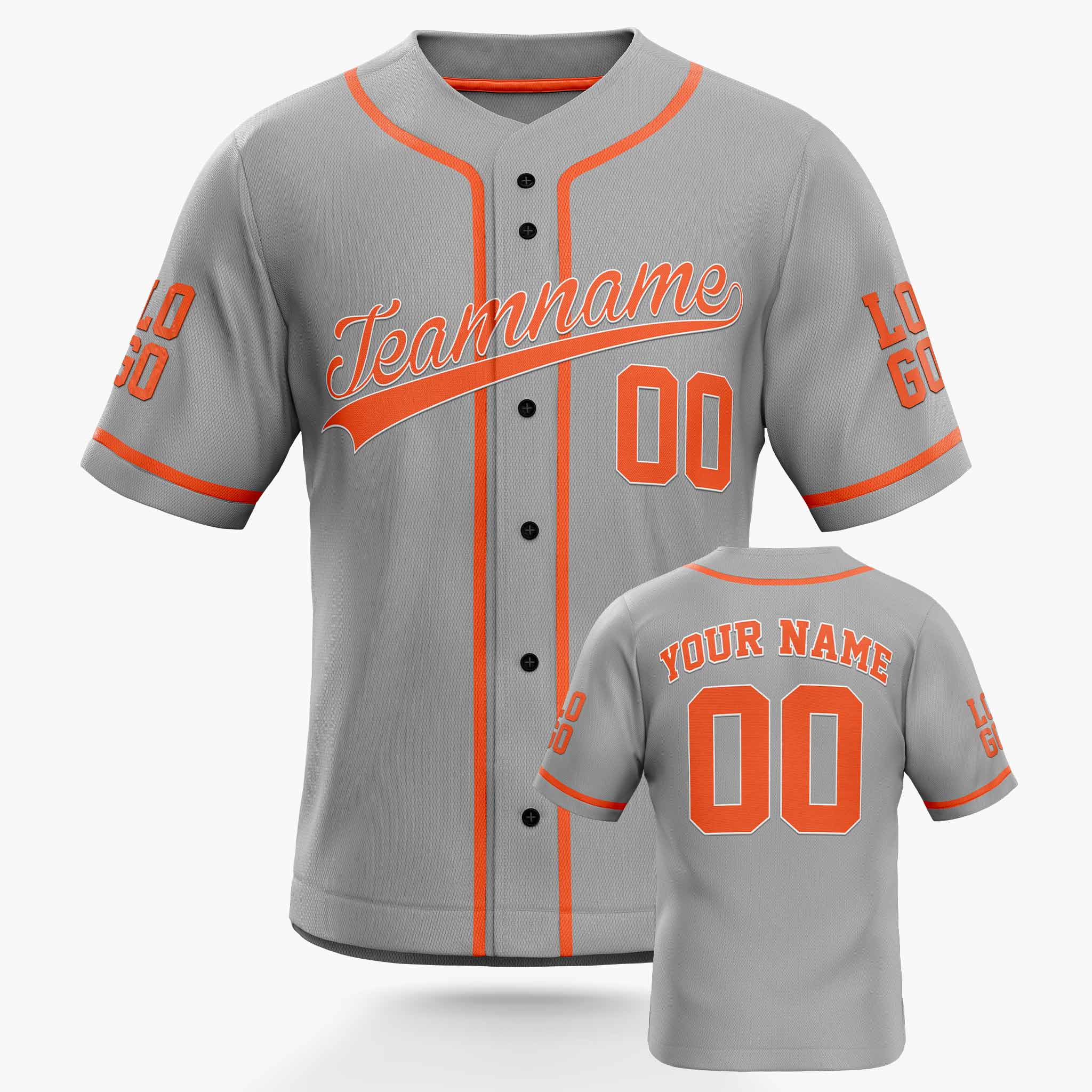 Custom Baseball Jersey Gray and Orange - Design Your Own