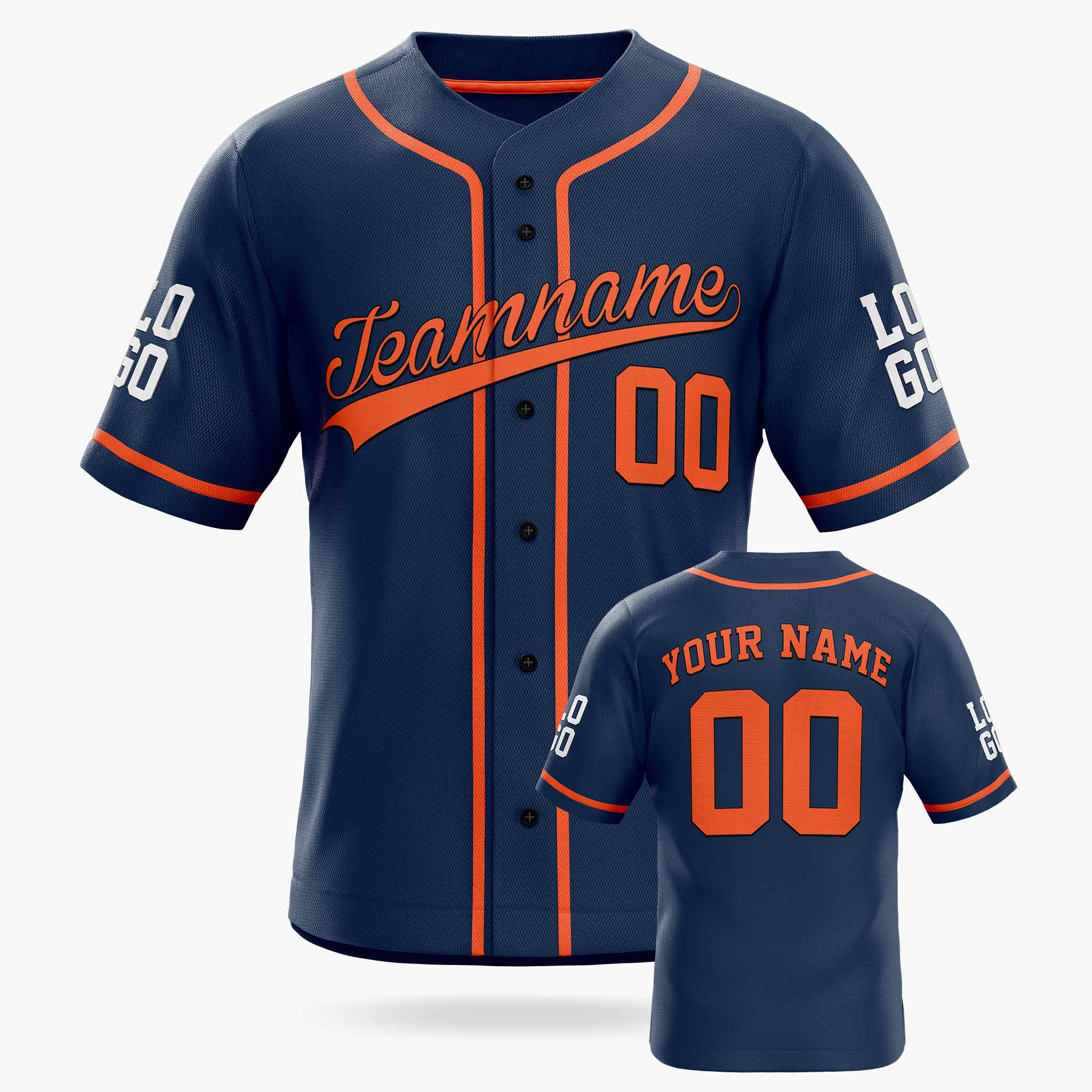 Custom Baseball Jersey Navy and Orange With Piping - Design Your Own Jersey