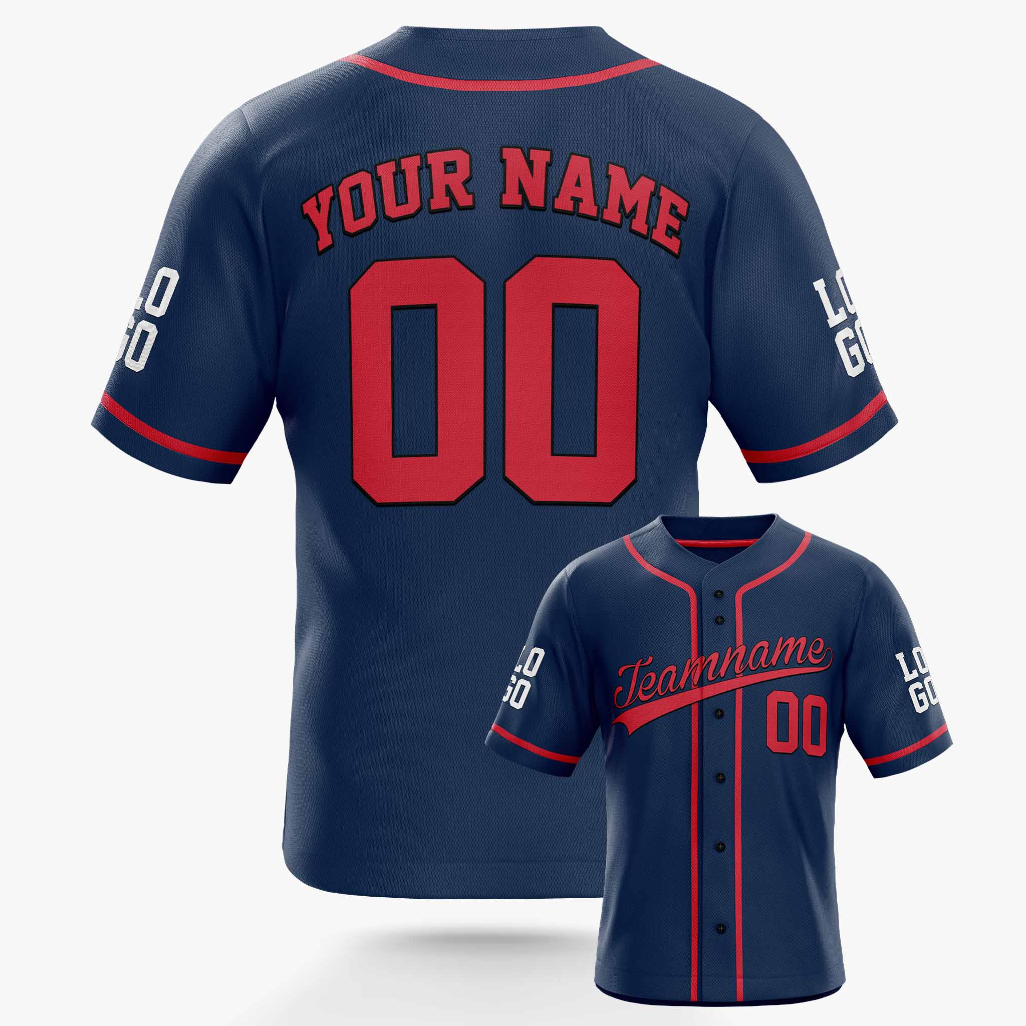Custom Baseball Jersey Navy and Red - Design Your Own