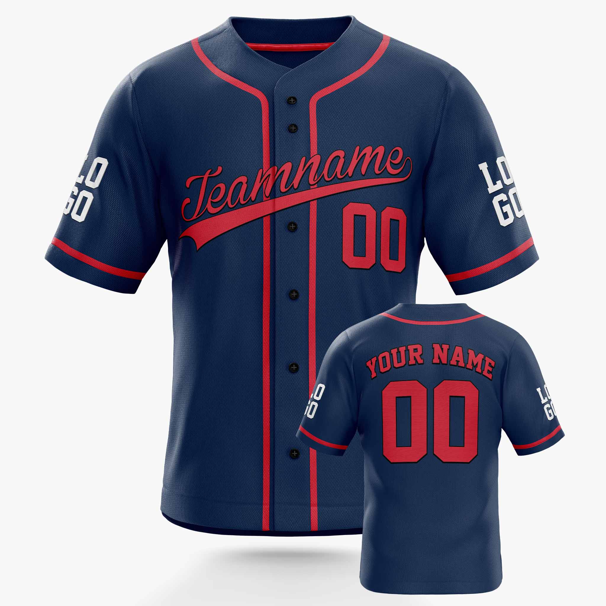 Custom Baseball Jersey Navy and Red - Design Your Own