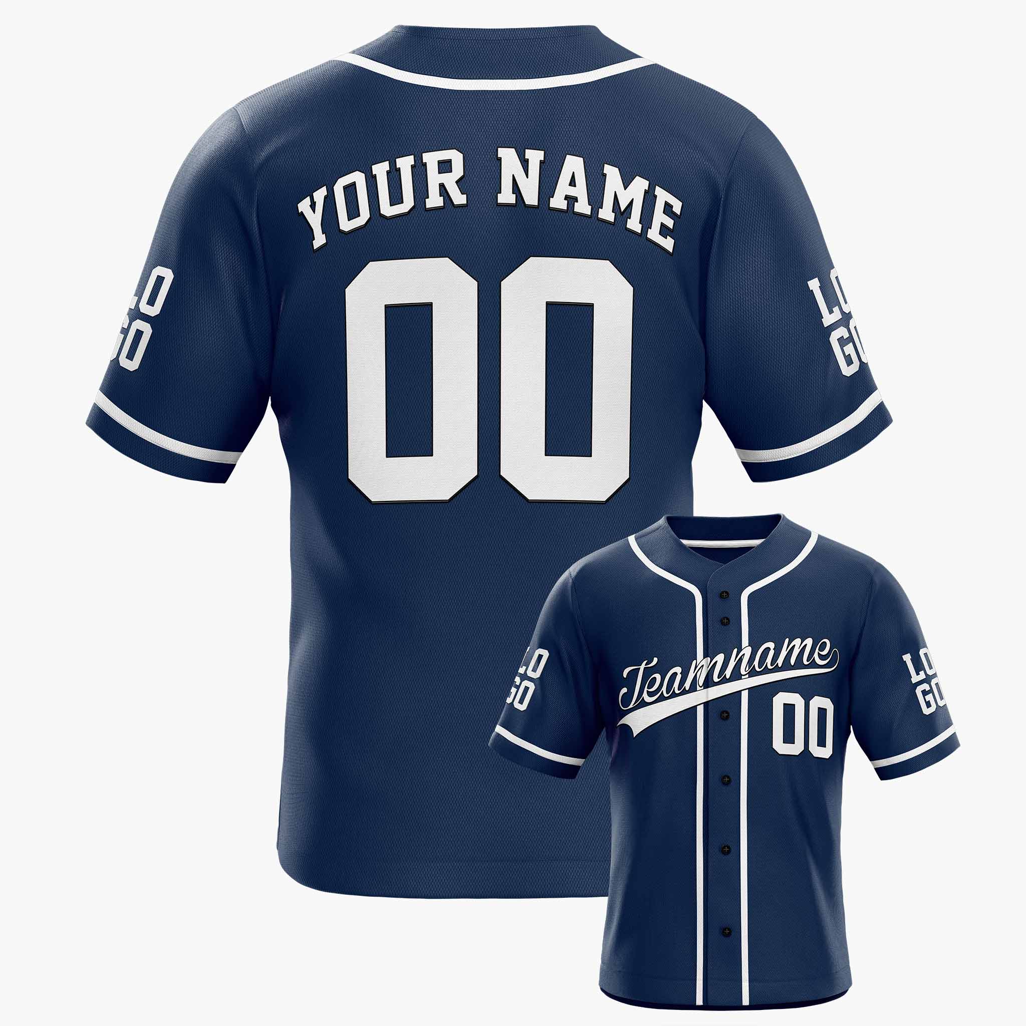 Custom Baseball Jersey Navy and White With Piping - Design Your Own Jersey