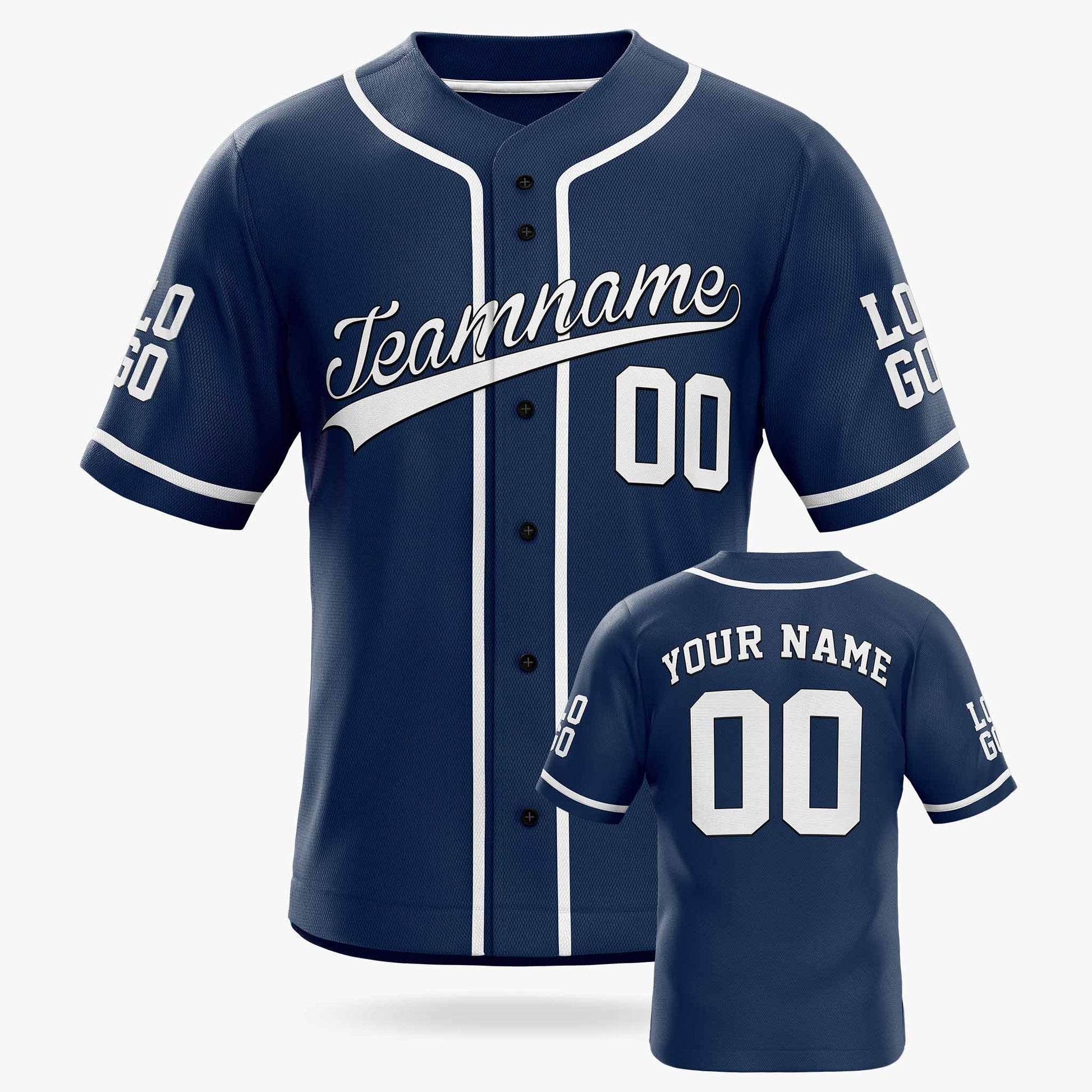 Custom Baseball Jersey Navy and White With Piping - Design Your Own Jersey