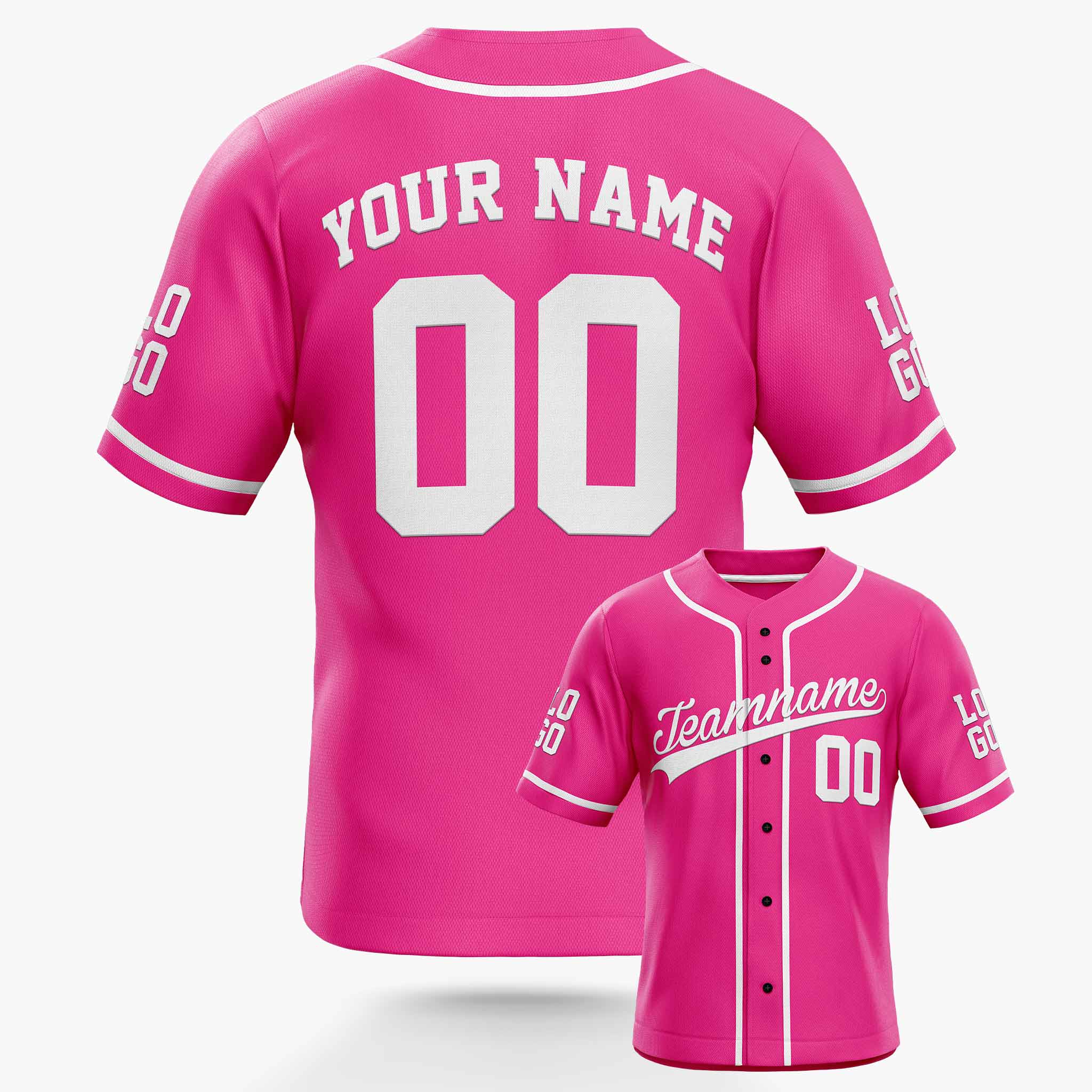 Custom Baseball Jersey Pink and White - Design Your Own