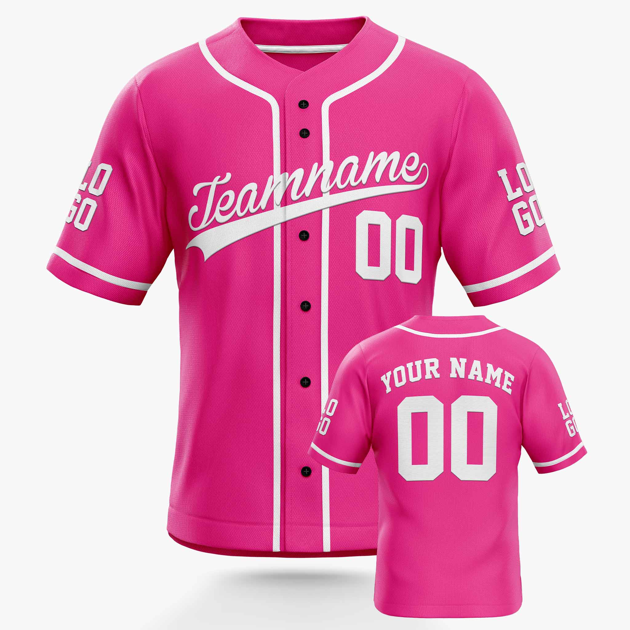 Custom Baseball Jersey Pink and White - Design Your Own