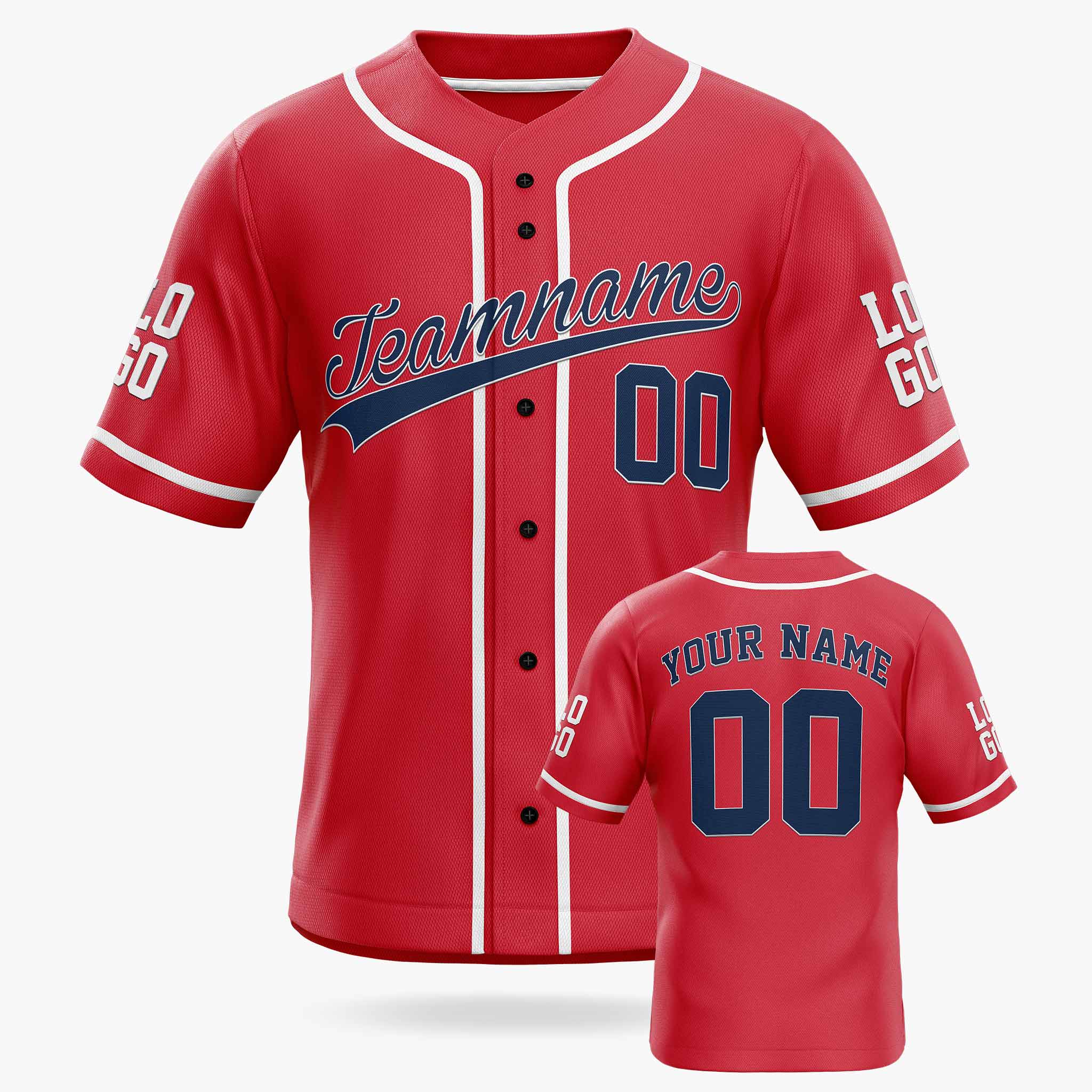 Custom Navy Red-White Classic Style Authentic Two-Button Baseball Jersey