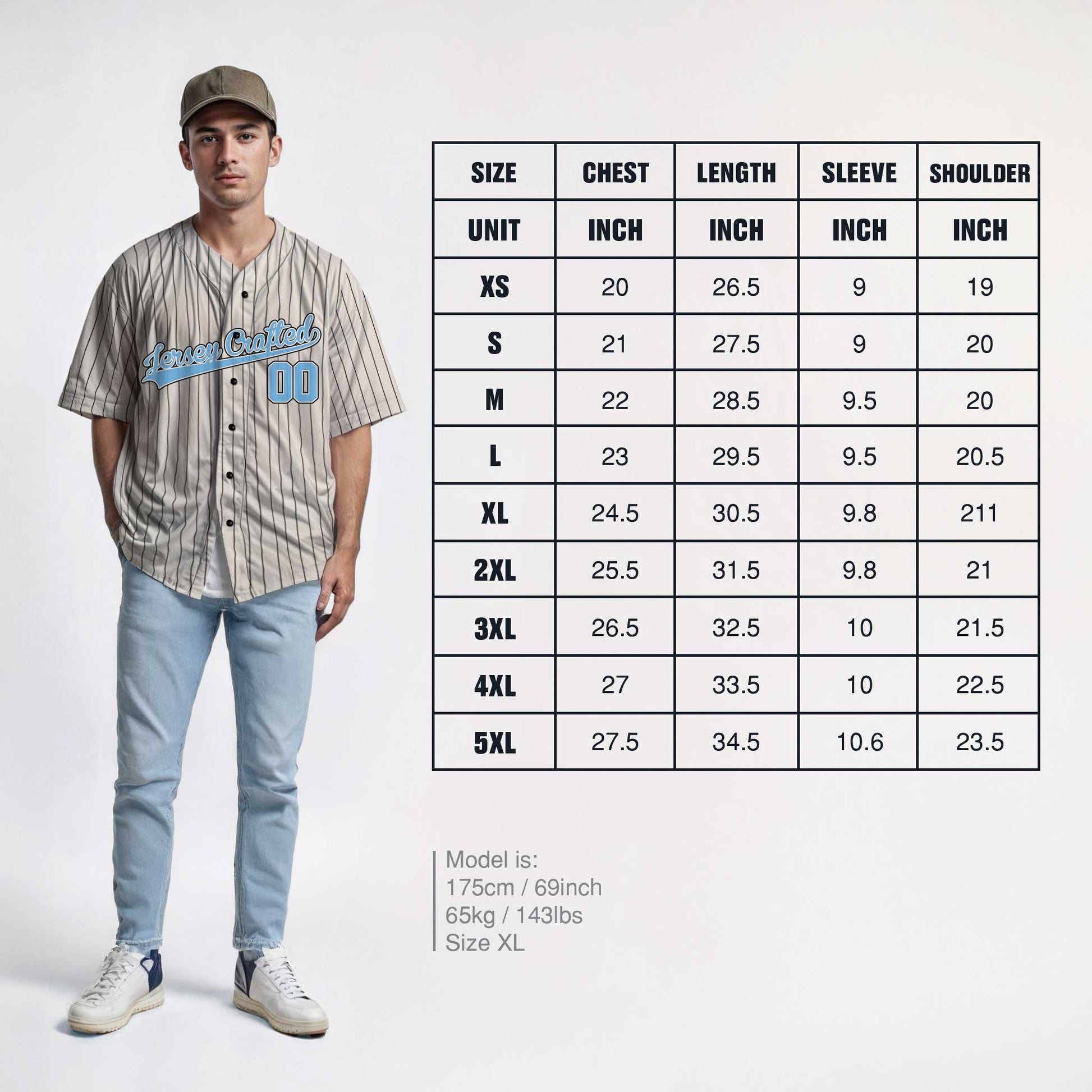 Custom Pinstripe Baseball Jersey Cream and Light Blue - Design Your Own