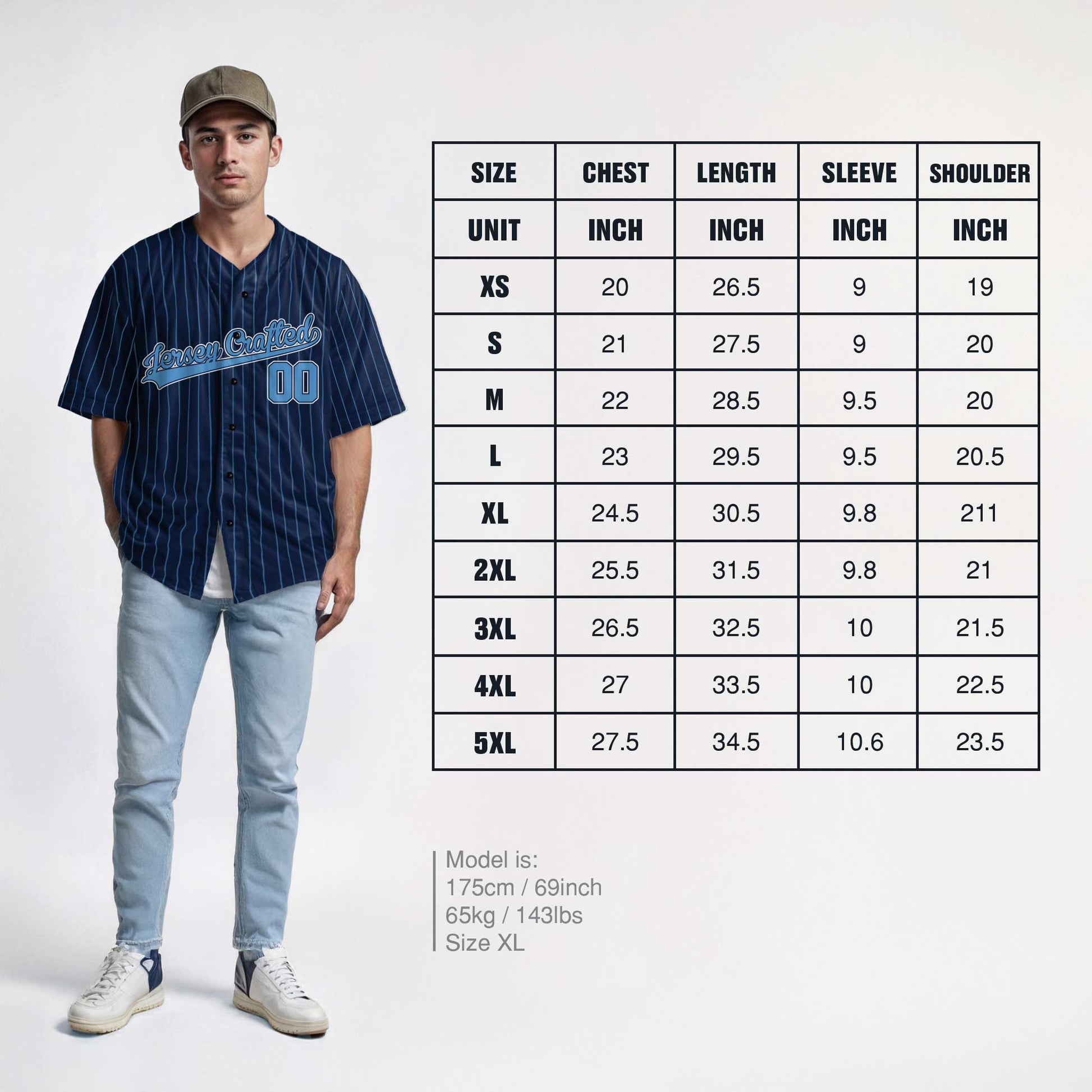 Custom Pinstripe Baseball Jersey Navy and Blue - Design Your Own