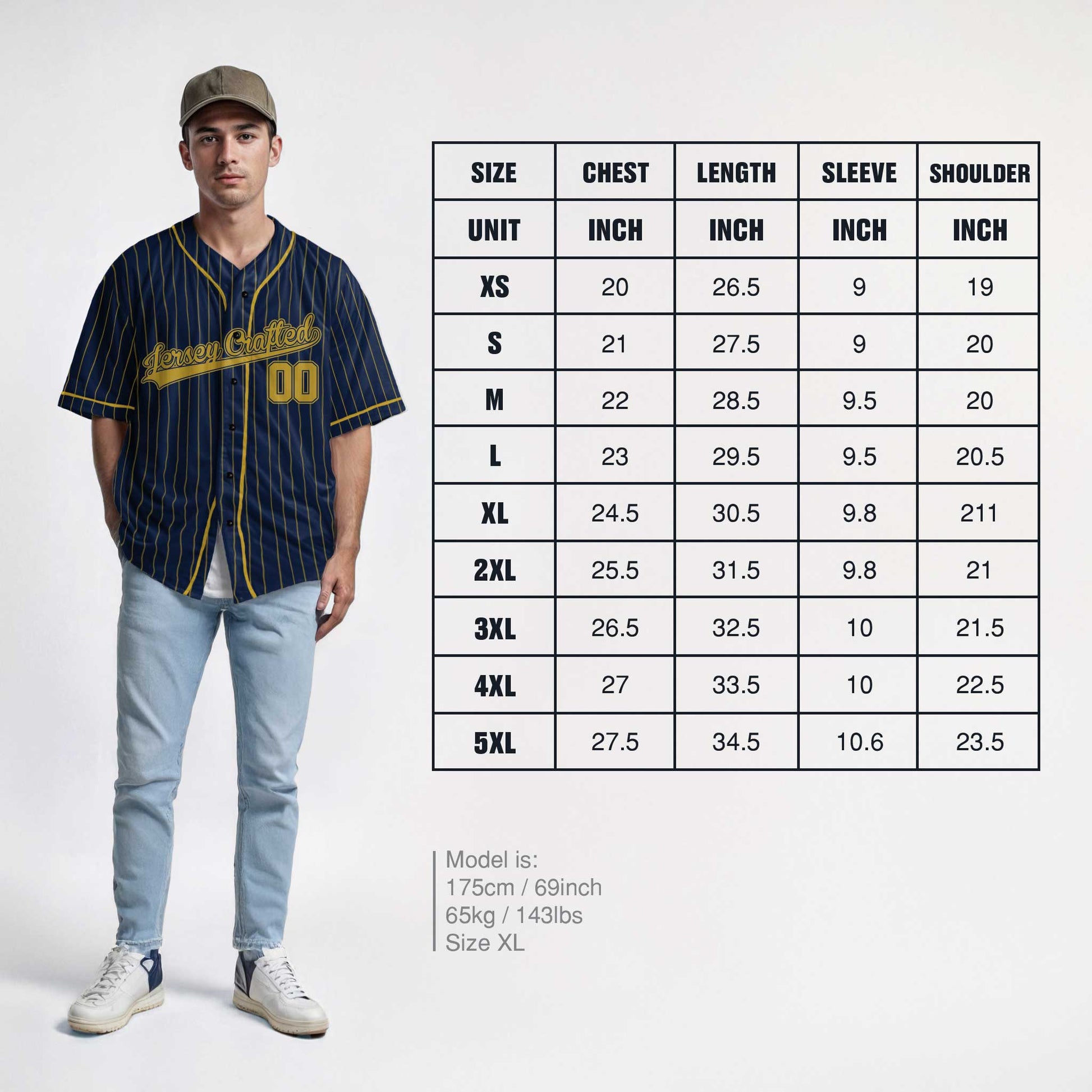 Custom Pinstripe Baseball Jersey Navy and Gold With Piping - Design Your Own