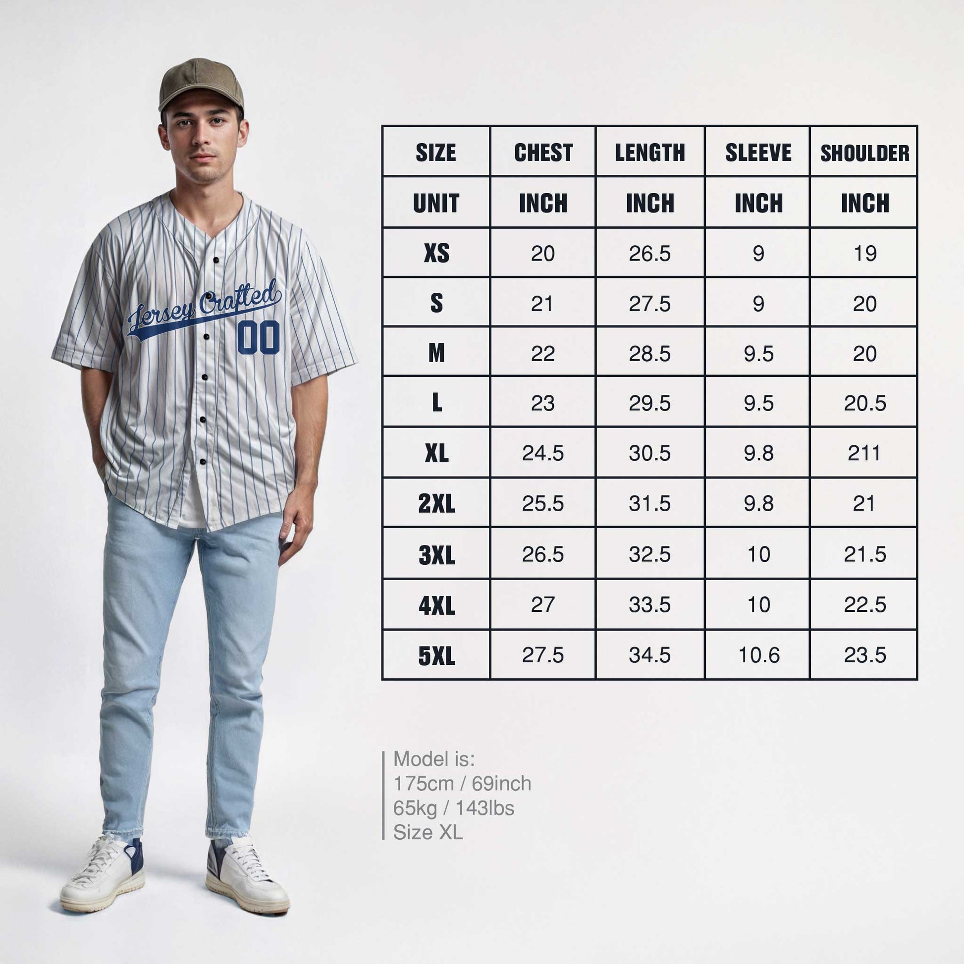 Custom Pinstripe Baseball Jersey White and Navy - Design Your Own
