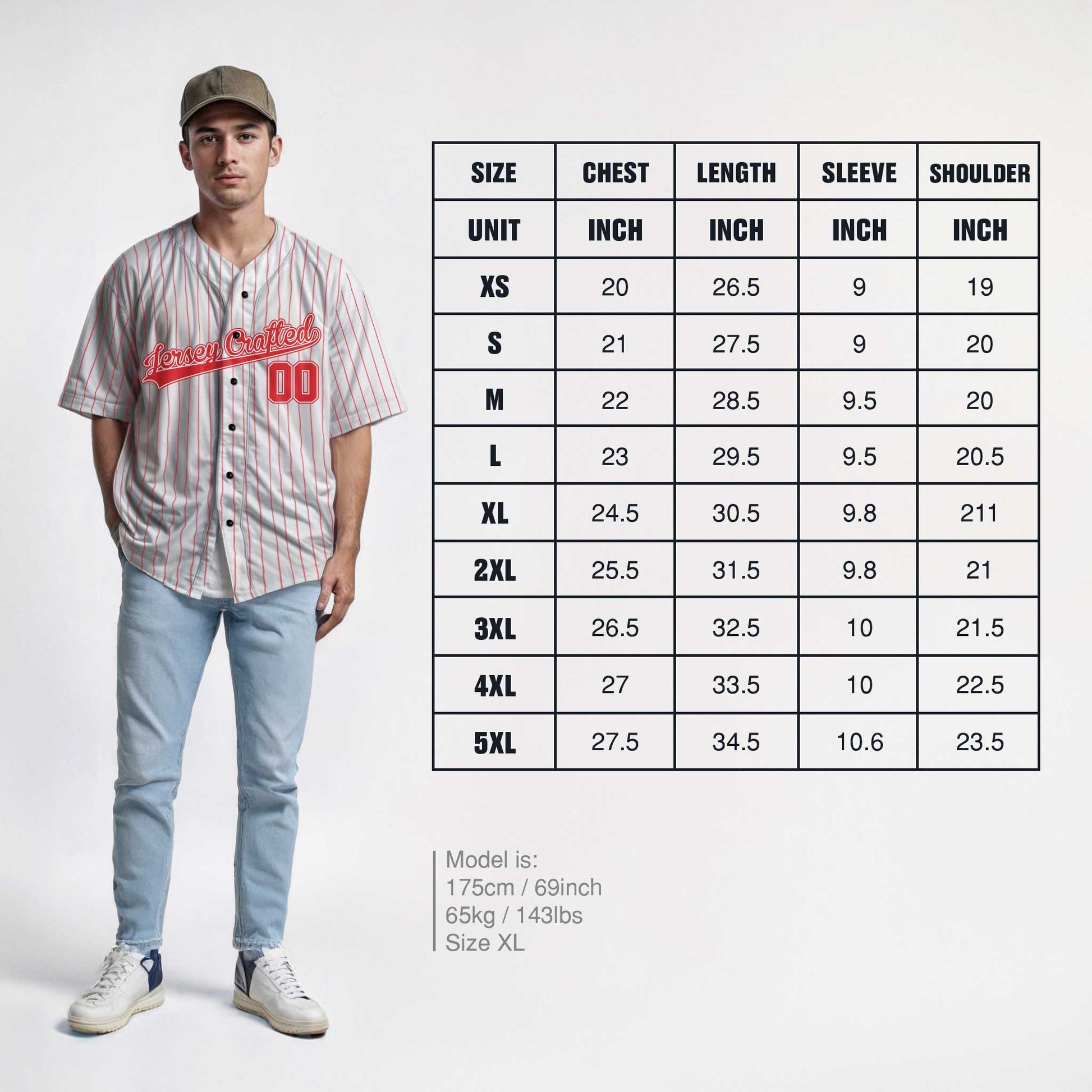 Custom Pinstripe Baseball Jersey White and Red - Design Your Own