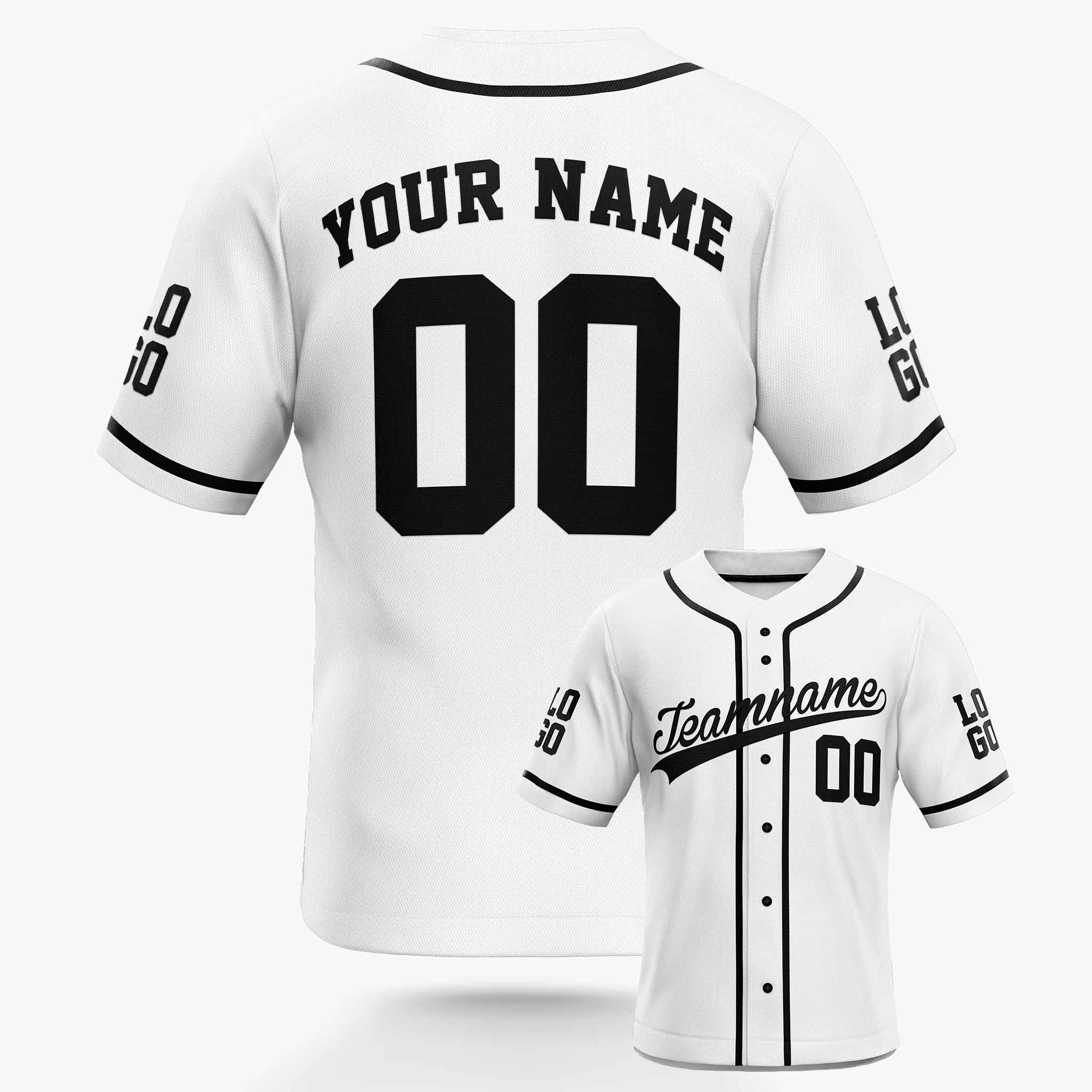 Custom Baseball Jersey White and Black With Piping - Design Your Own