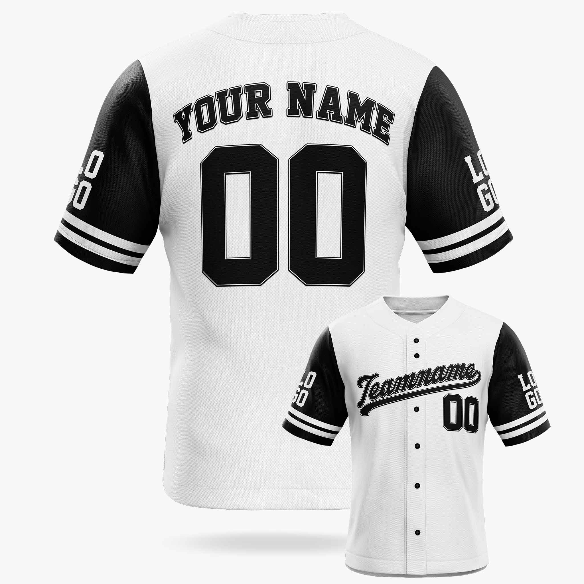 Custom Baseball Jersey White and Black - Design Your Jersey
