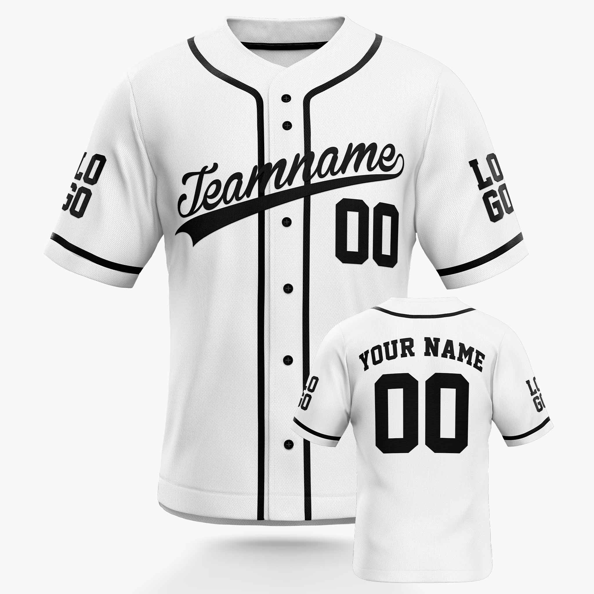 Custom Baseball Jersey White and Black With Piping - Design Your Own