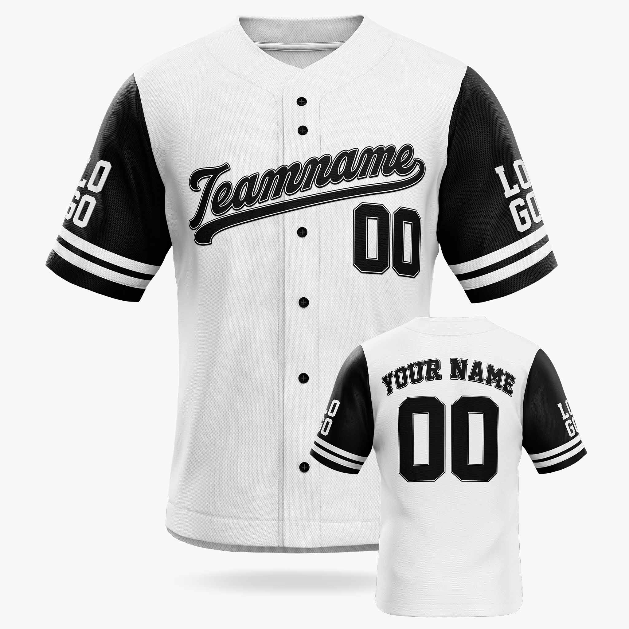 Custom Baseball Jersey White and Black - Design Your Jersey