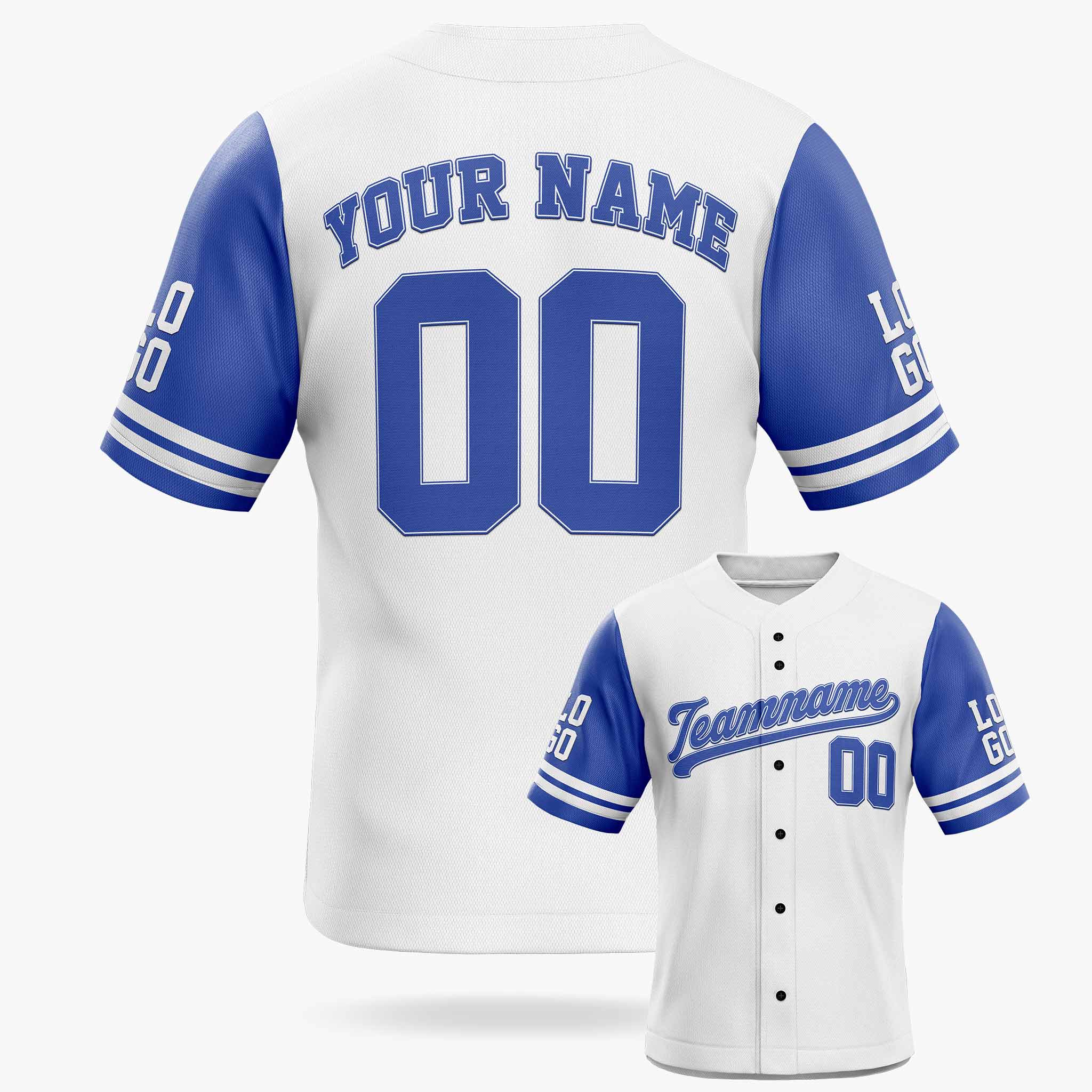 Custom Baseball Jersey White and Blue - Design Your Own Jersey