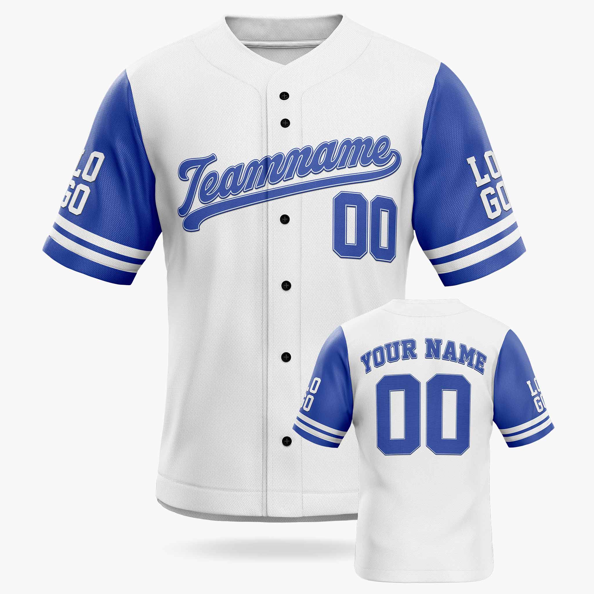 Custom Baseball Jersey White and Blue - Design Your Own Jersey