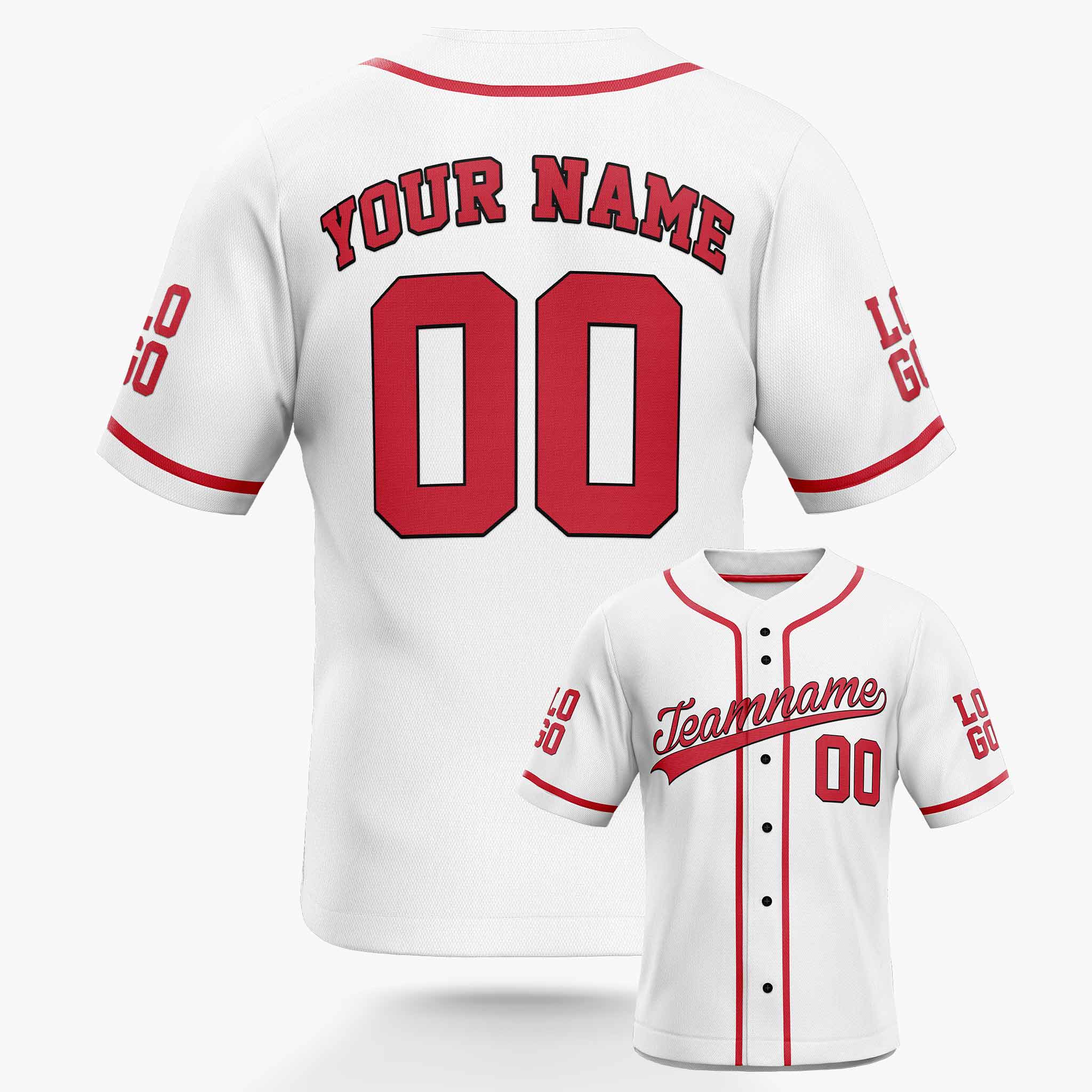 Custom Baseball Jersey White and Red - Design Your Own