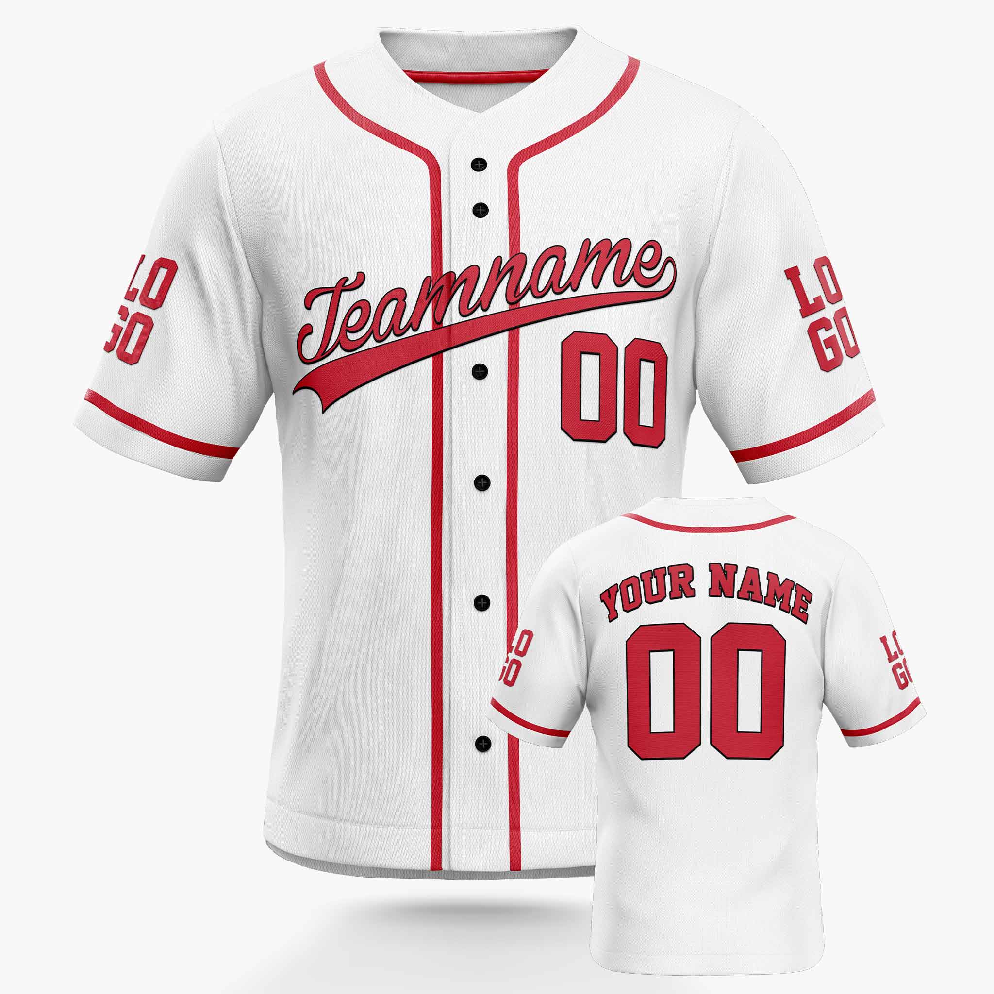 Custom Baseball Jersey White and Red - Design Your Own