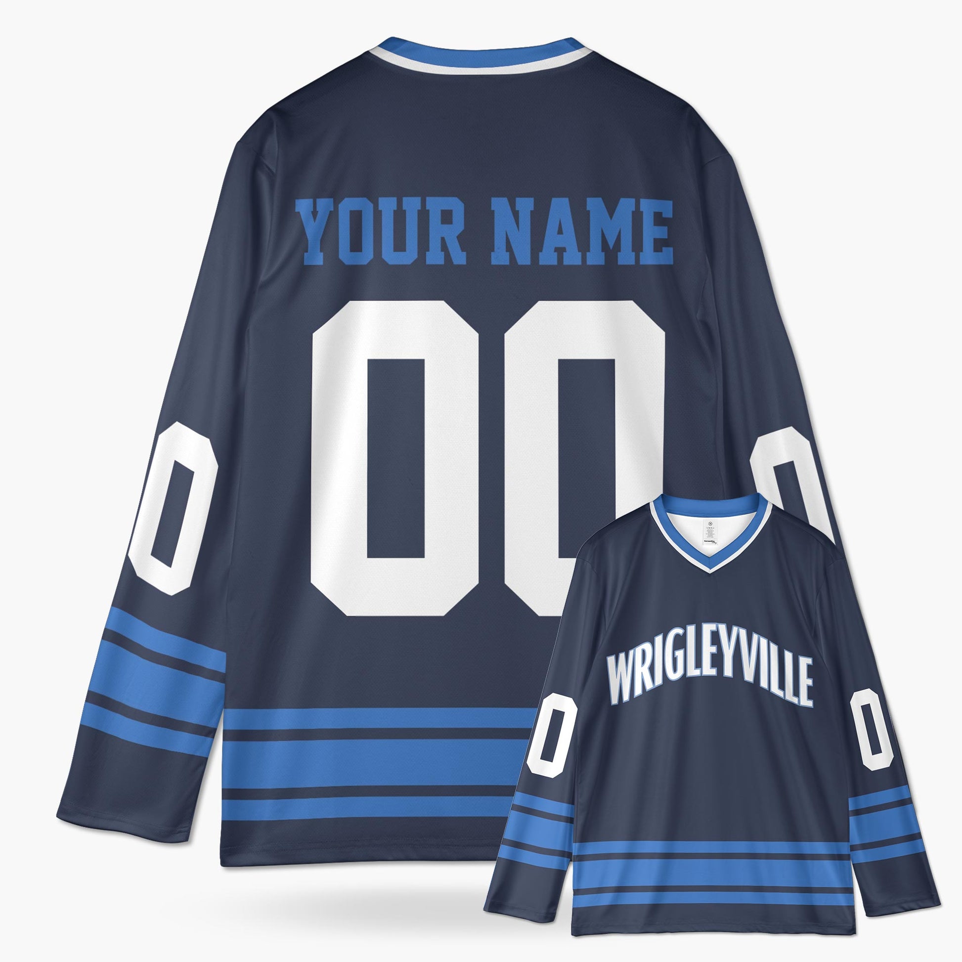 Custom City Hockey Jersey - Chicago Wrigleyville Blue - Design Your Own