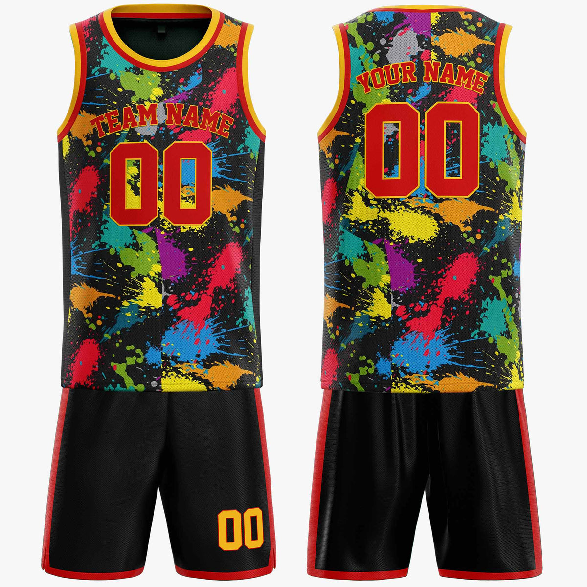 Custom Basketball Jersey Red and Gold Graffiti - Design Your Own