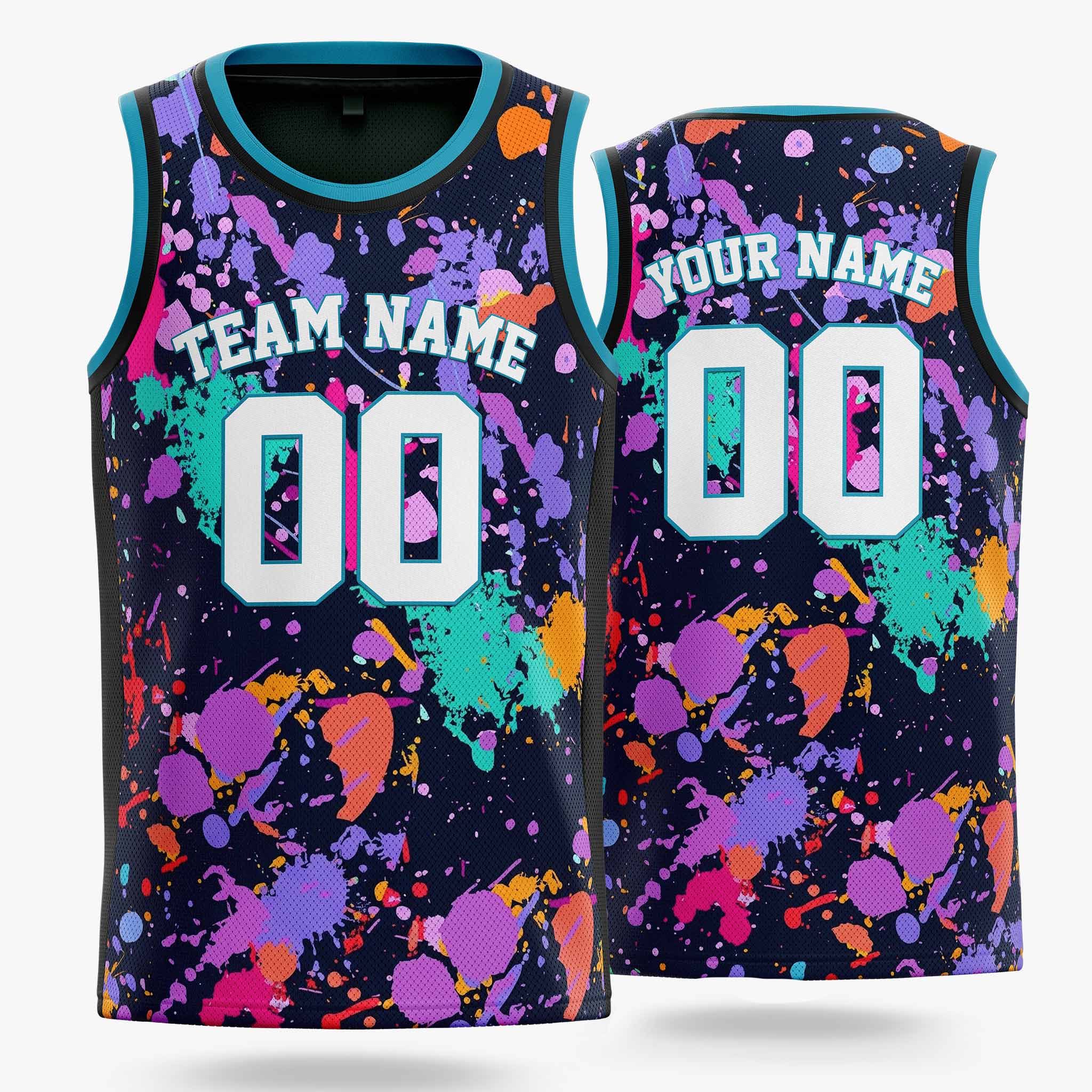 Custom Basketball Jersey White and Aqua Graffiti - Design Your Own