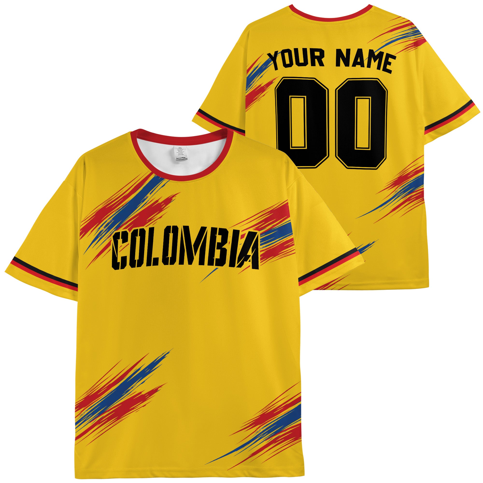 Custom Colombia Soccer Jersey Colombian Fan Brush Stroke - Personalized Name Number