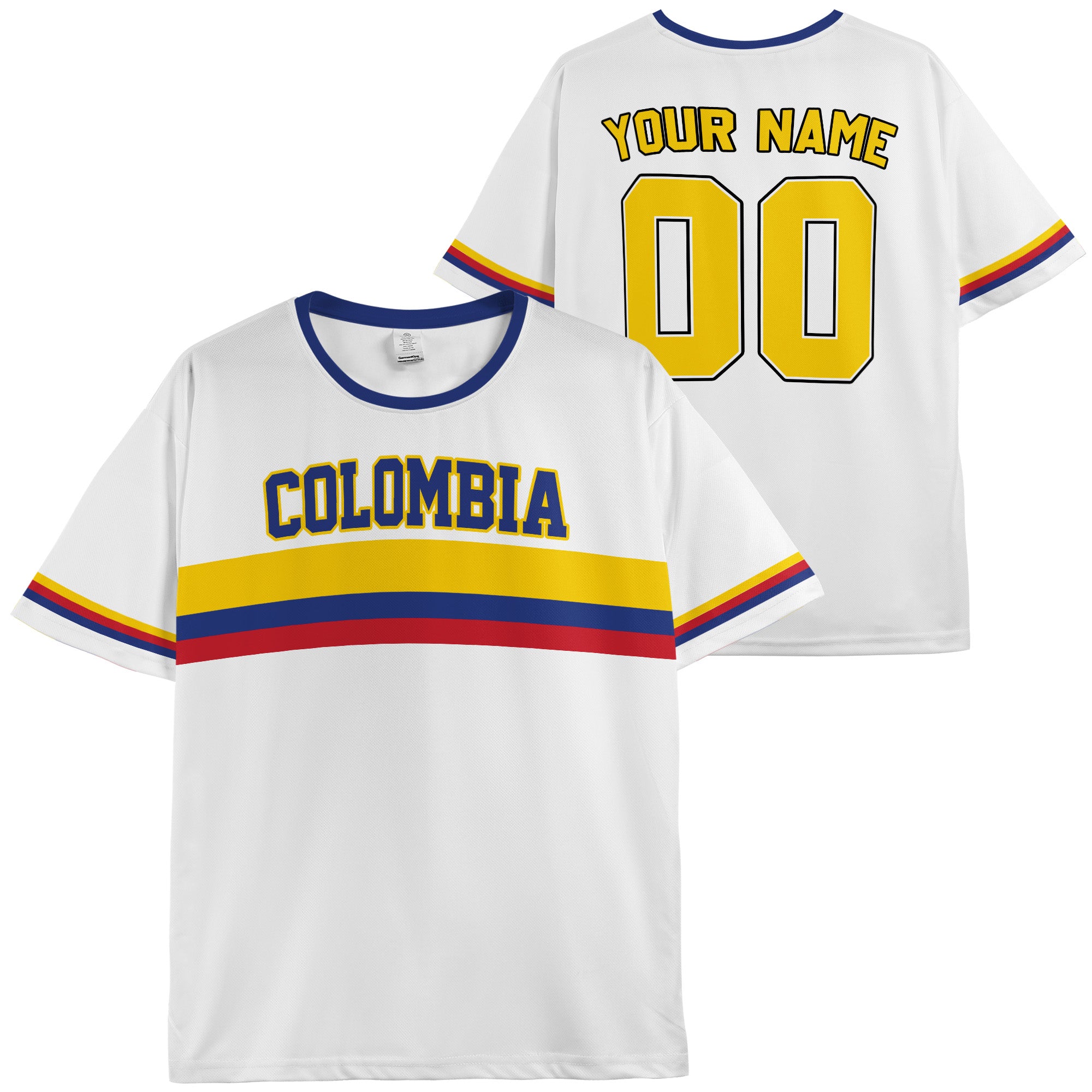 Custom Colombia Soccer Jersey Colombian Fan Flag Stripe - Personalized Name Number