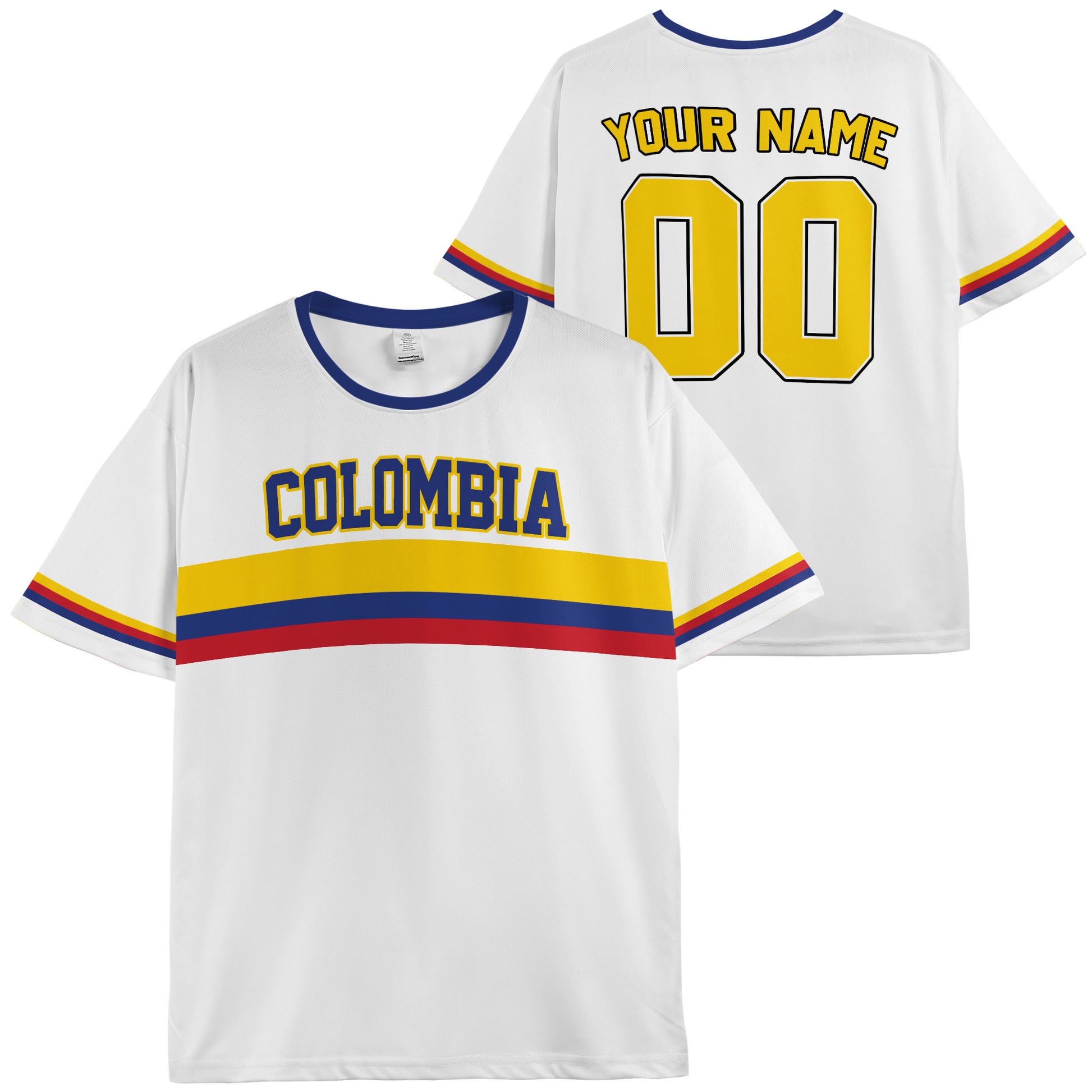 Custom Colombia Soccer Jersey Colombian Fan Flag Stripe - Personalized Name Number